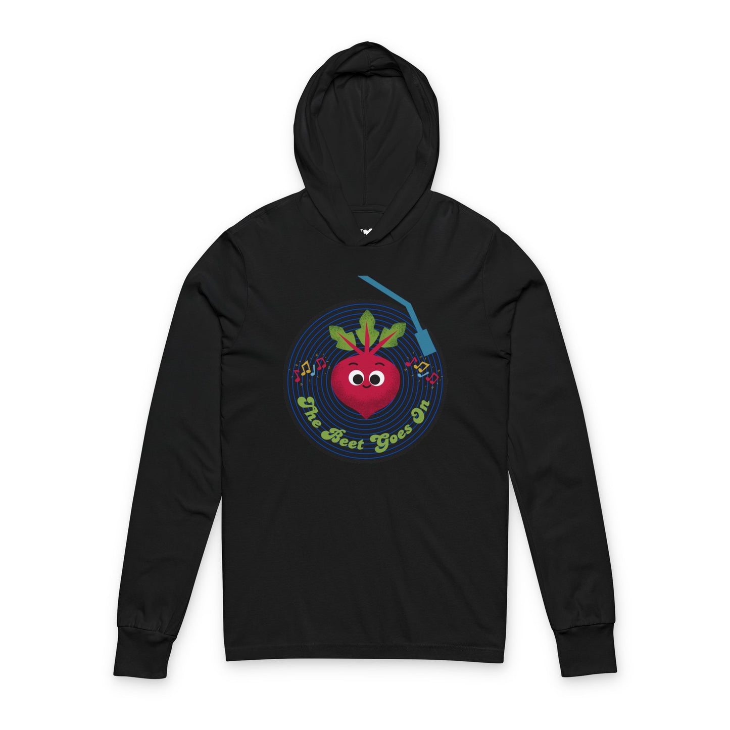 The Beet Goes On Hooded Long Sleeve Shirt | Fun Music Lover Gift, Unisex Long Sleeve Pullover, Unique Christmas Gift