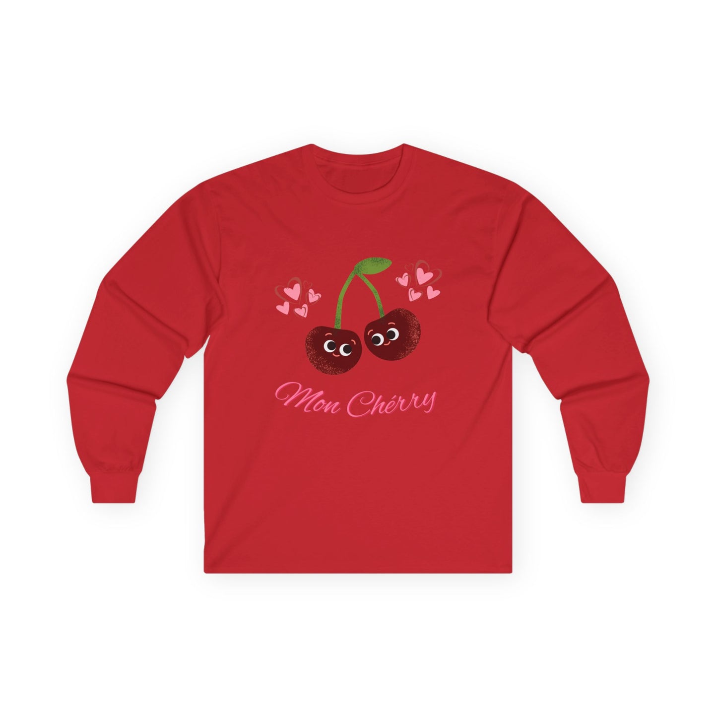 Cute Cherry Long Sleeve Tees, Playful Fruit Shirt, Valentine's Gift, Unisex Casual Wear, Fashionable Everyday Top
