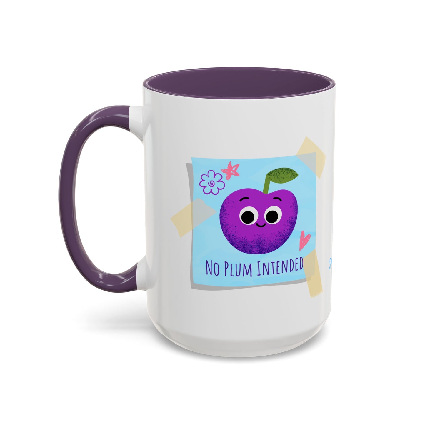 Playful Plum Coffee Mug, Cute Gift for Teachers, Friends, Humor Mug, Fun Kitchen Decor, Unique Cup for Any Occasion