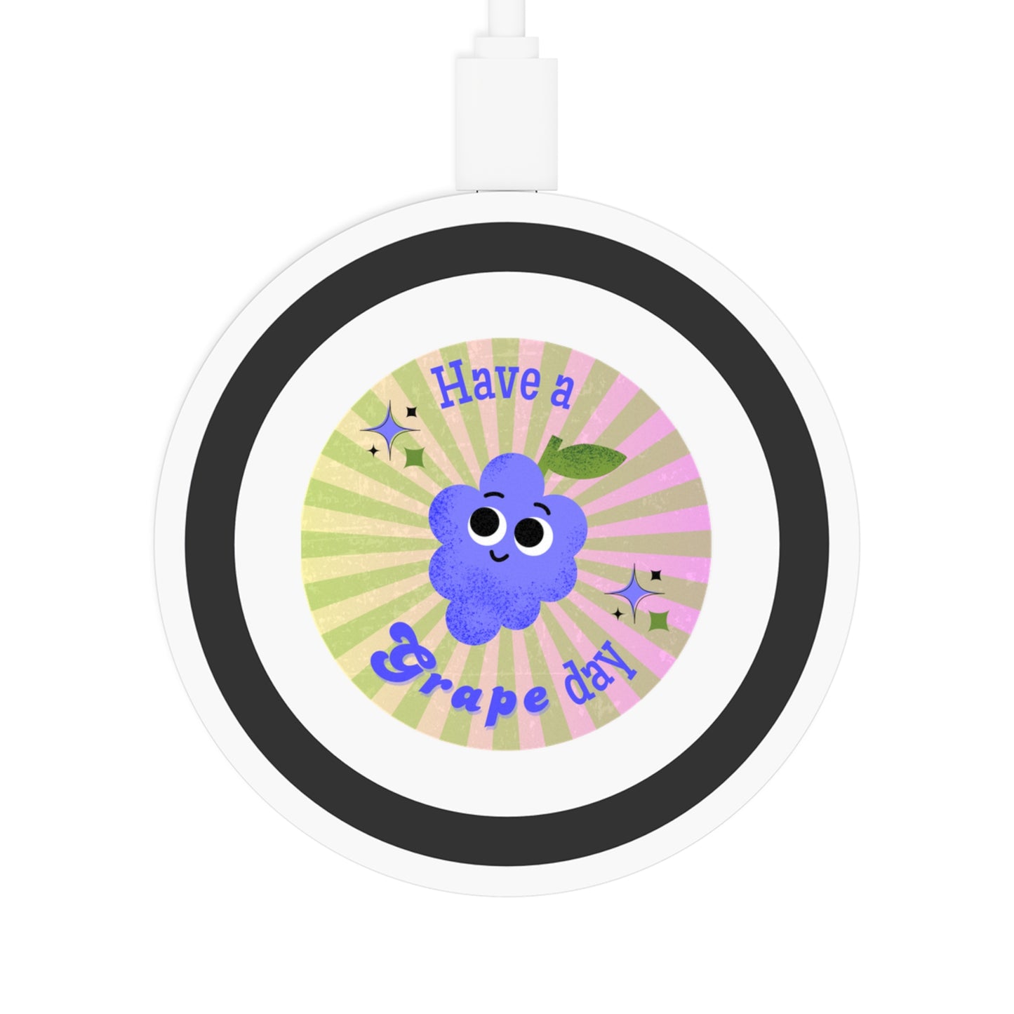 Wireless Charging Pad with Grape Design, Cute Tech Accessory, Gifts for Students, Bundle with Air Pod Case, Eco-Friendly Charging Solution