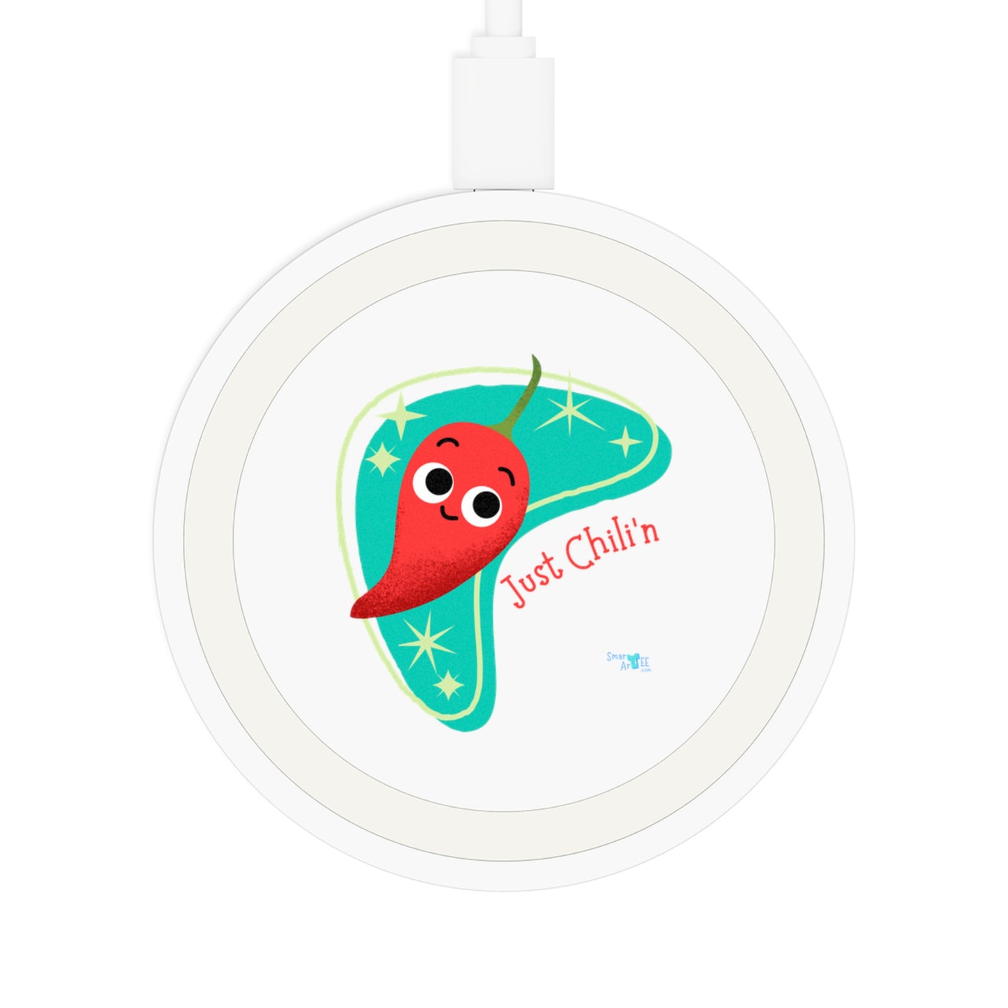Just Chilin' Wireless Charging Pad, Whimsical Charger for Home Office, Cute Tech Gift, Bundle With Air Pod Case, Fun Gift Idea