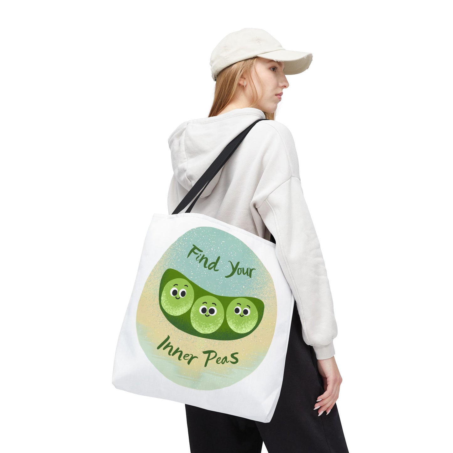 Whimsical Tote Bags - Find Your Inner Peas, Eco-Friendly Shopping Bag, Cute Gift for Gardeners, Motivational Tote, Fun Everyday Bag