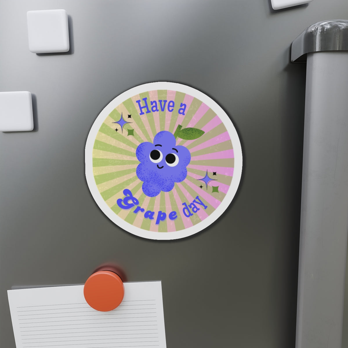Cheerful Fruit-Themed Die-Cut Magnets - "Have a Grape Day" Design, Fun Home Decor, Gifts for Kids, Office Decor, Fridge Magnet