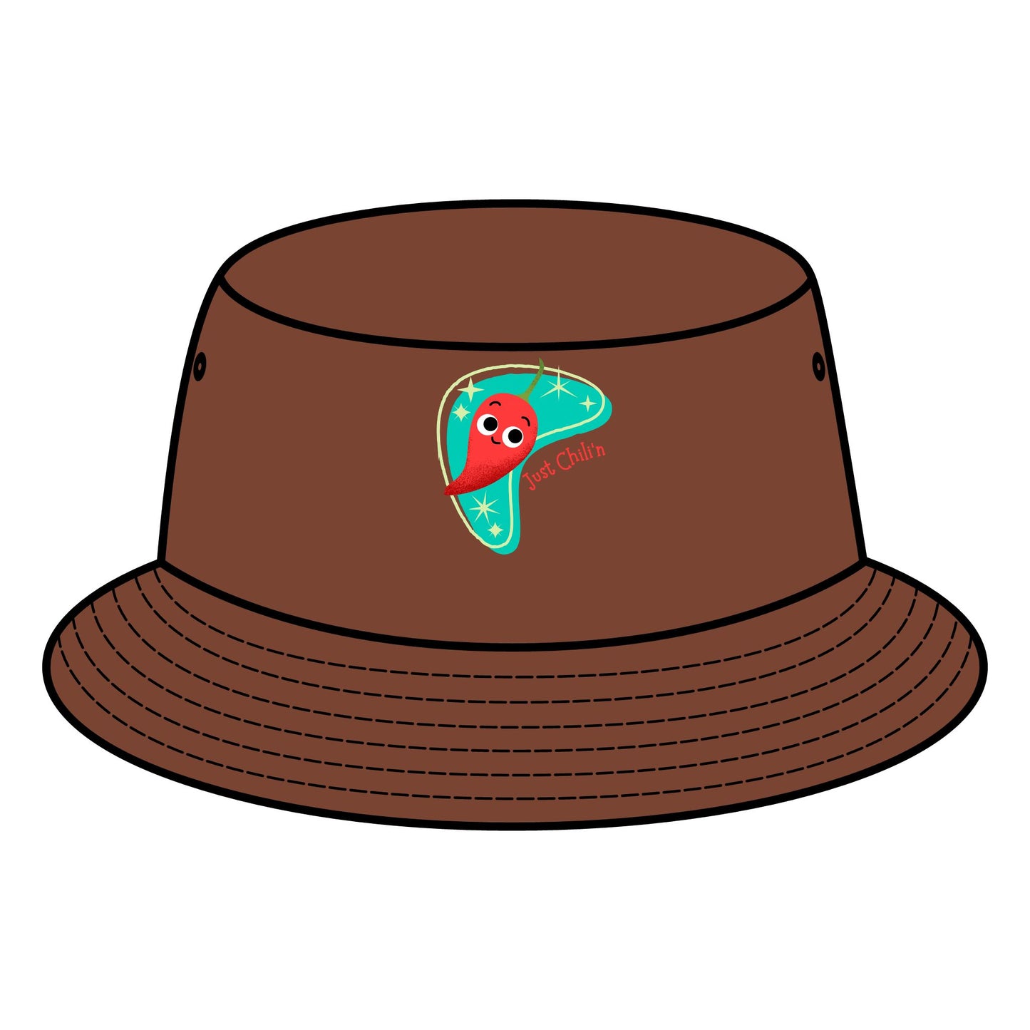 Fun Retro Bucket Hat with Colorful "Just Chillin' Pun" Design, Summer Hats, Casual Trendy Headwear, Vacation Accessory, Gift for Him/Her