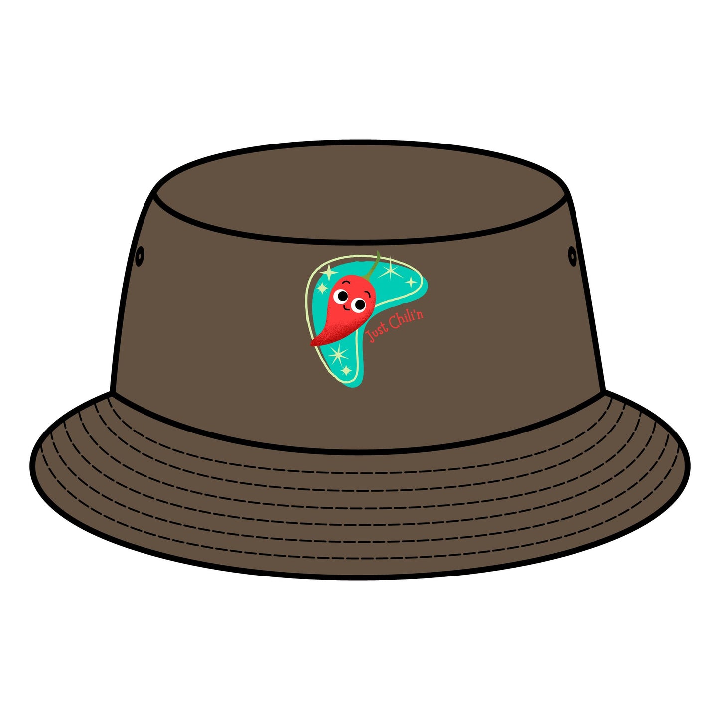 Fun Retro Bucket Hat with Colorful "Just Chillin' Pun" Design, Summer Hats, Casual Trendy Headwear, Vacation Accessory, Gift for Him/Her