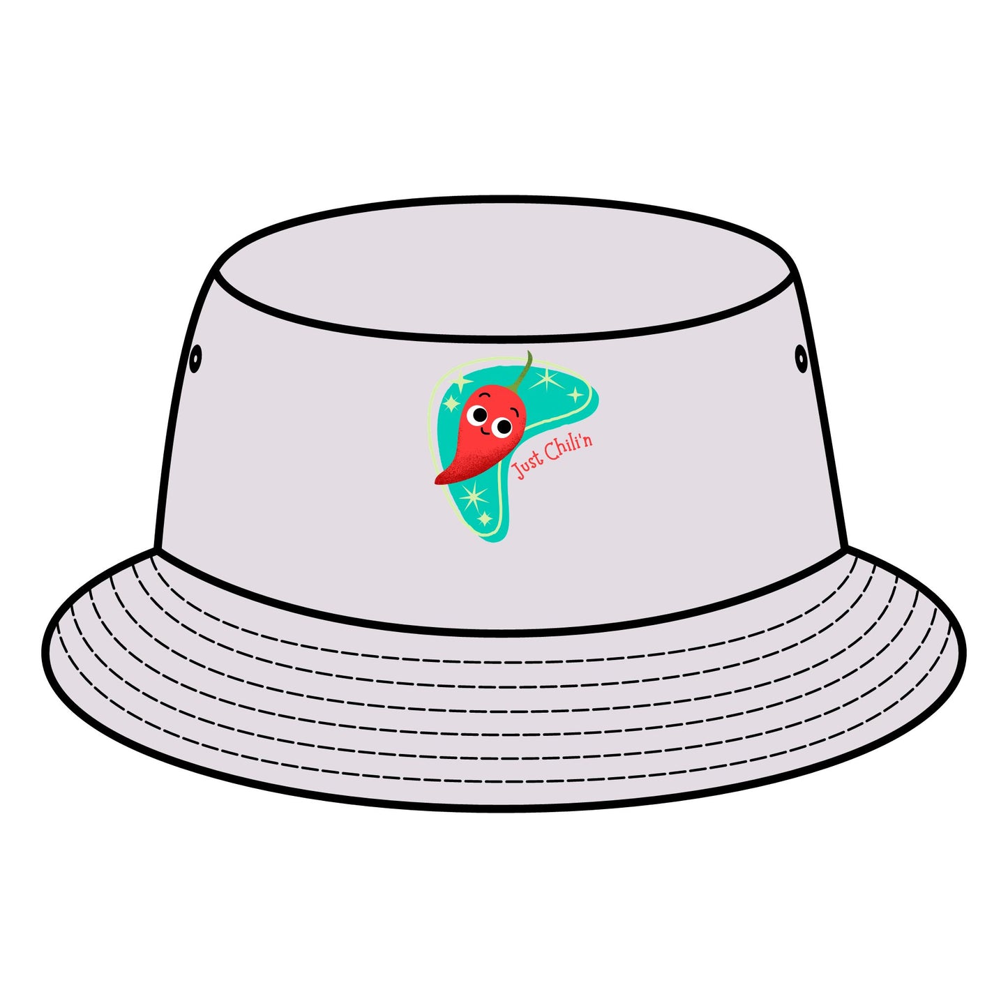 Fun Retro Bucket Hat with Colorful "Just Chillin' Pun" Design, Summer Hats, Casual Trendy Headwear, Vacation Accessory, Gift for Him/Her