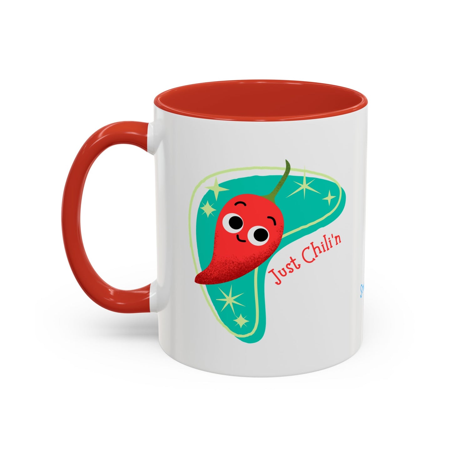 Cheerful Coffee Mug with Funny Chili Pepper Design, Cute Gift for Chili Lovers, Just Chillin Mug, Playful Kitchen Decor, Fun Coffee Cup