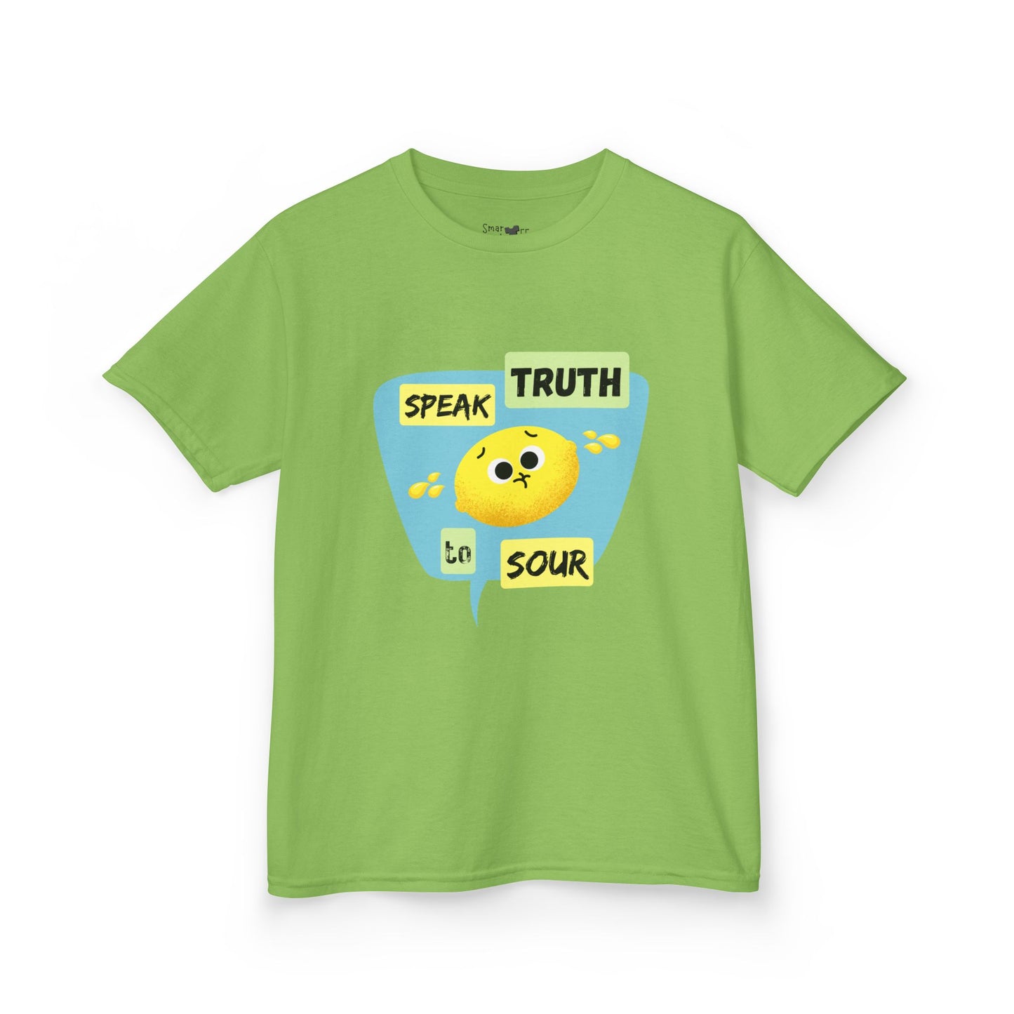 Kids Motivational Shirt, 'Speak Truth To Sour' Funny Pun Cotton Tee, Perfect for School, Gifts, Summer Wear, Positive Vibes