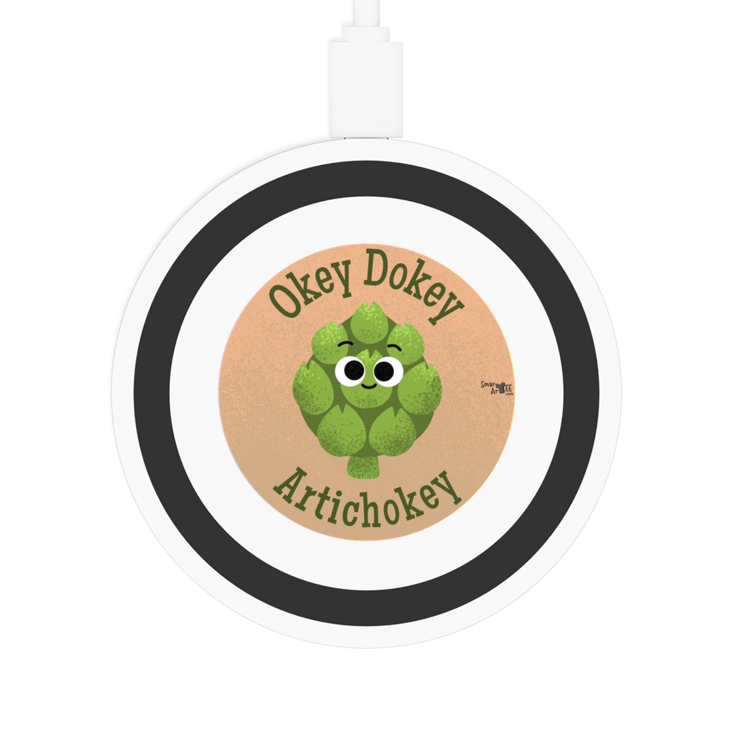Okey Dokey Artichokey Wireless Charging Pad, Cute Charging Station, Funny Office Decor, Tech Gift, Bundle with Air Pod Case