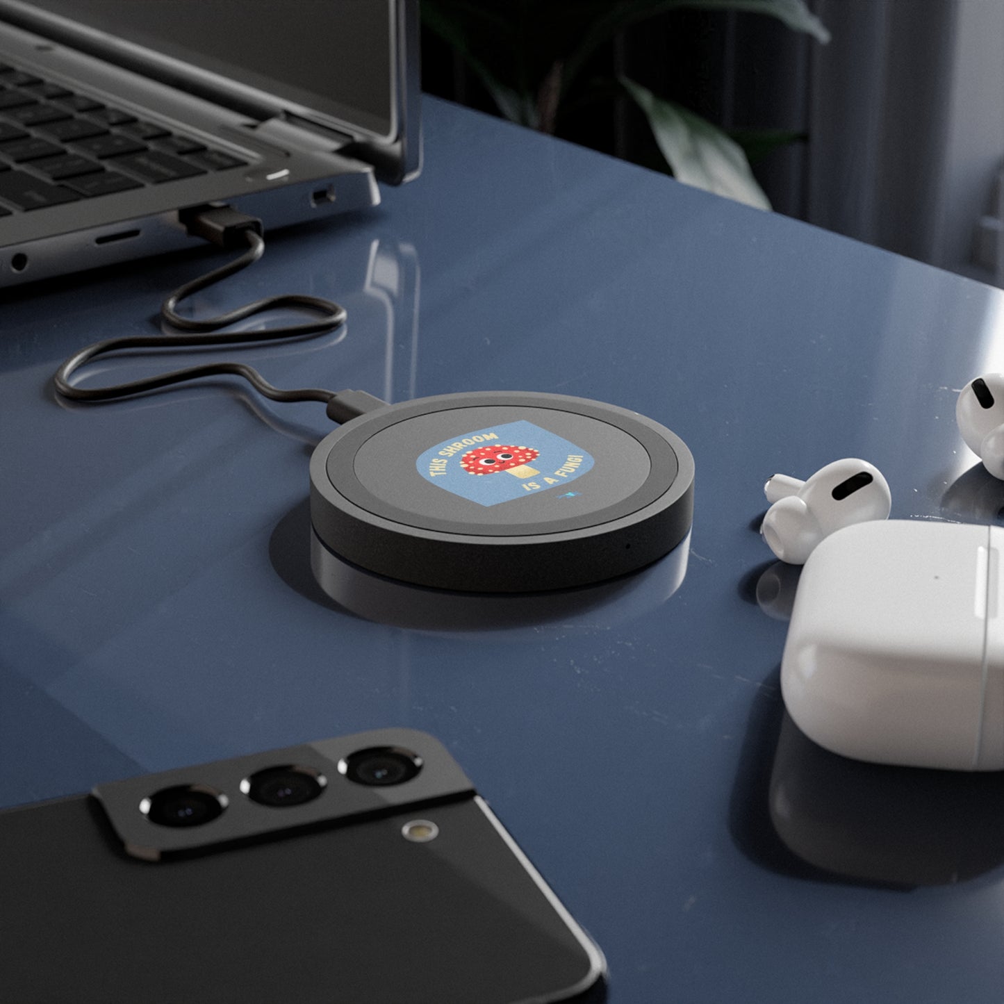 Cute Mushroom Wireless Charging Pad, Fun Tech Accessory, Gift for Gamers, Bundle With Air Pod Case, Eco-Friendly Charging Station