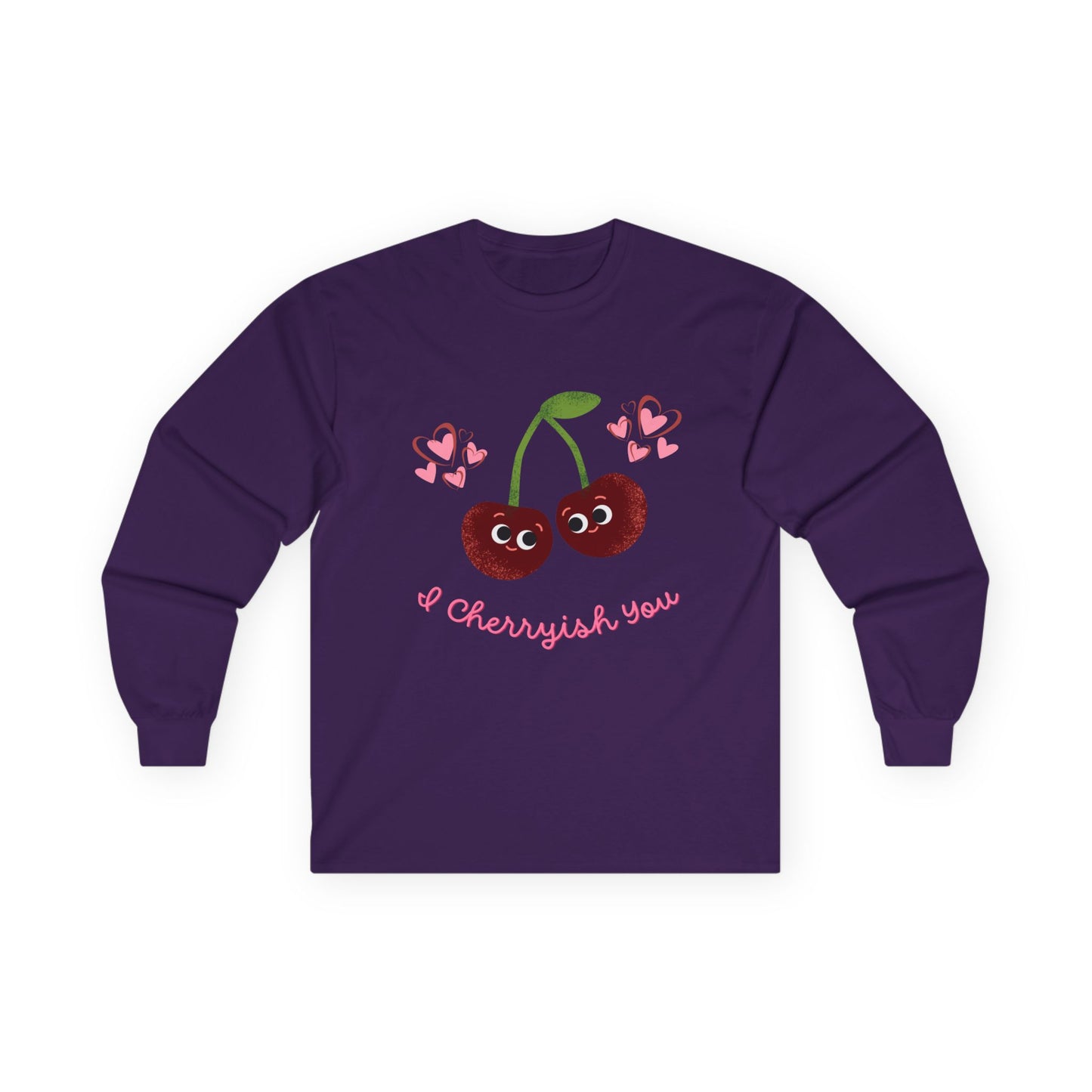 Cherry Love Long Sleeve Tees, Cute Valentine's Gift, Unisex Fun Shirt, Couple Matching Outfit, Seasonal Fashion Apparel
