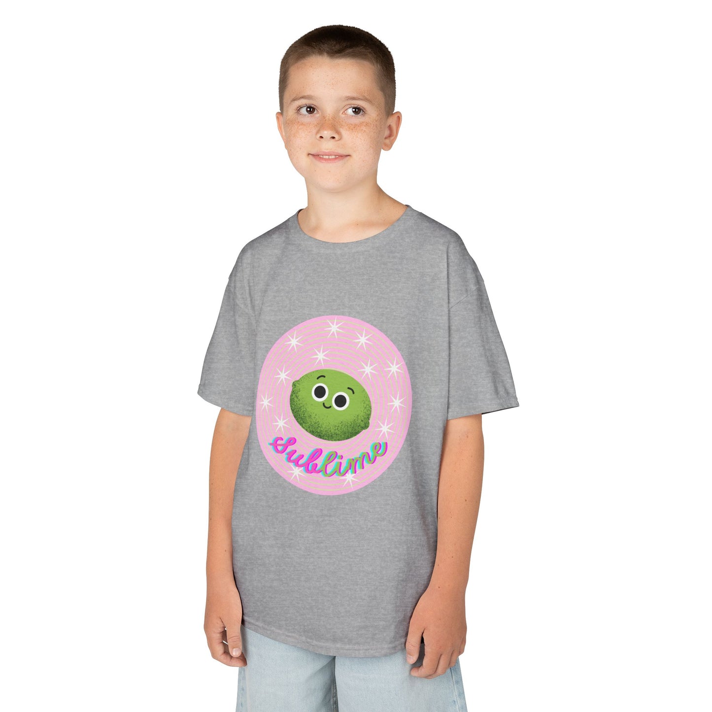 Kids Sublime Tee with Cute Lime Character, Fun Kids Shirt, Gift for Birthdays, Playdates, Summer Outfits, Cute Apparel
