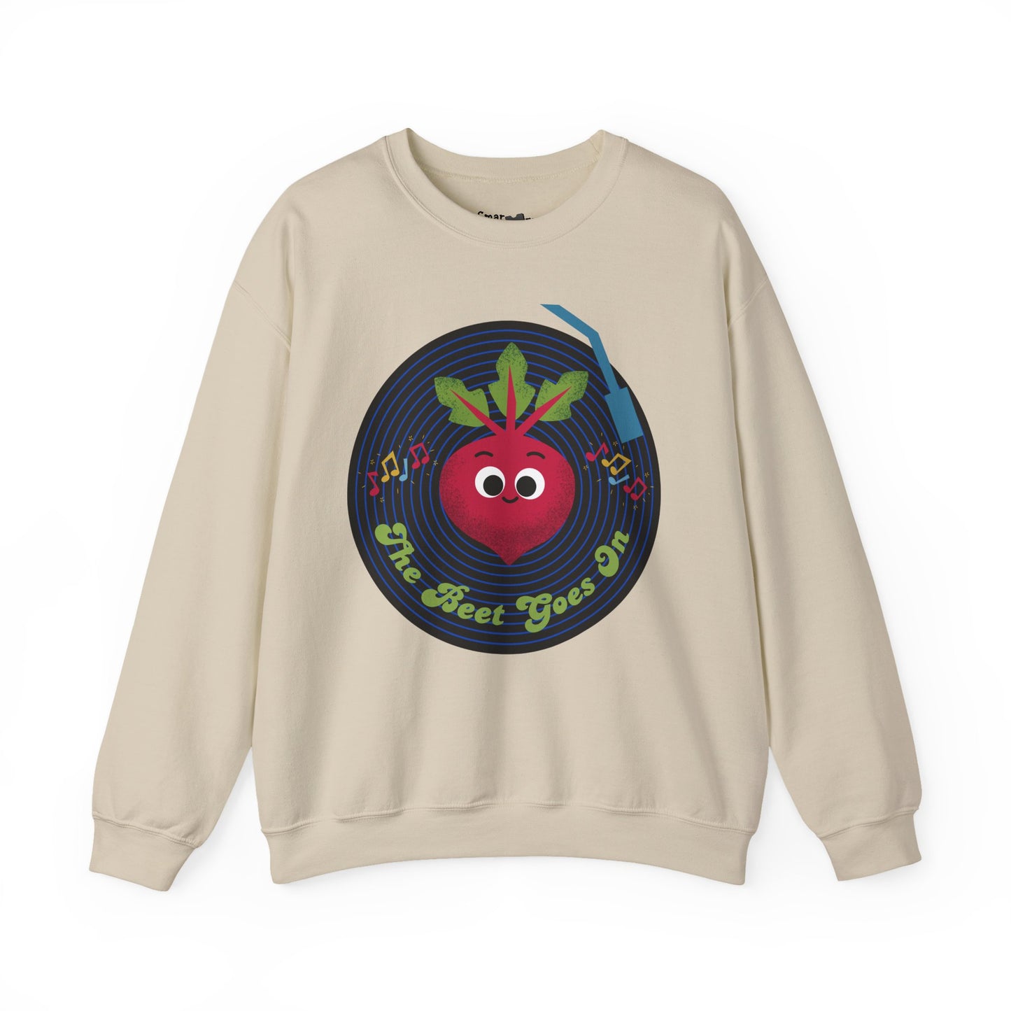 The Beet Goes On Funny Pun Crewneck Sweatshirt, Cozy Fall Apparel, Unisex Design, Casual Wear, Great Gift Idea