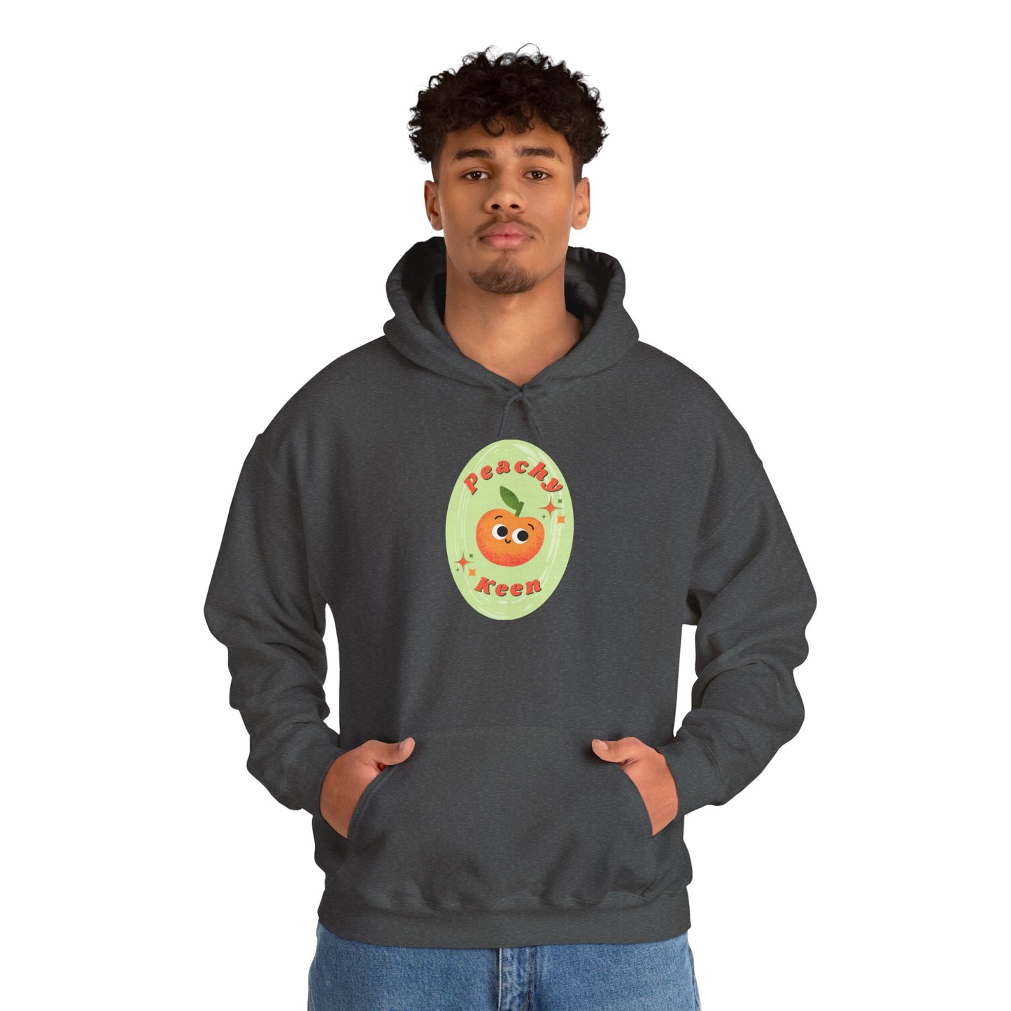 Peachy Keen Unisex Heavy Blend Hoodie, Cute Fruit Hoodie, Spring Fashion, Gift for Friends, Cozy Casual Wear, Relaxed Style
