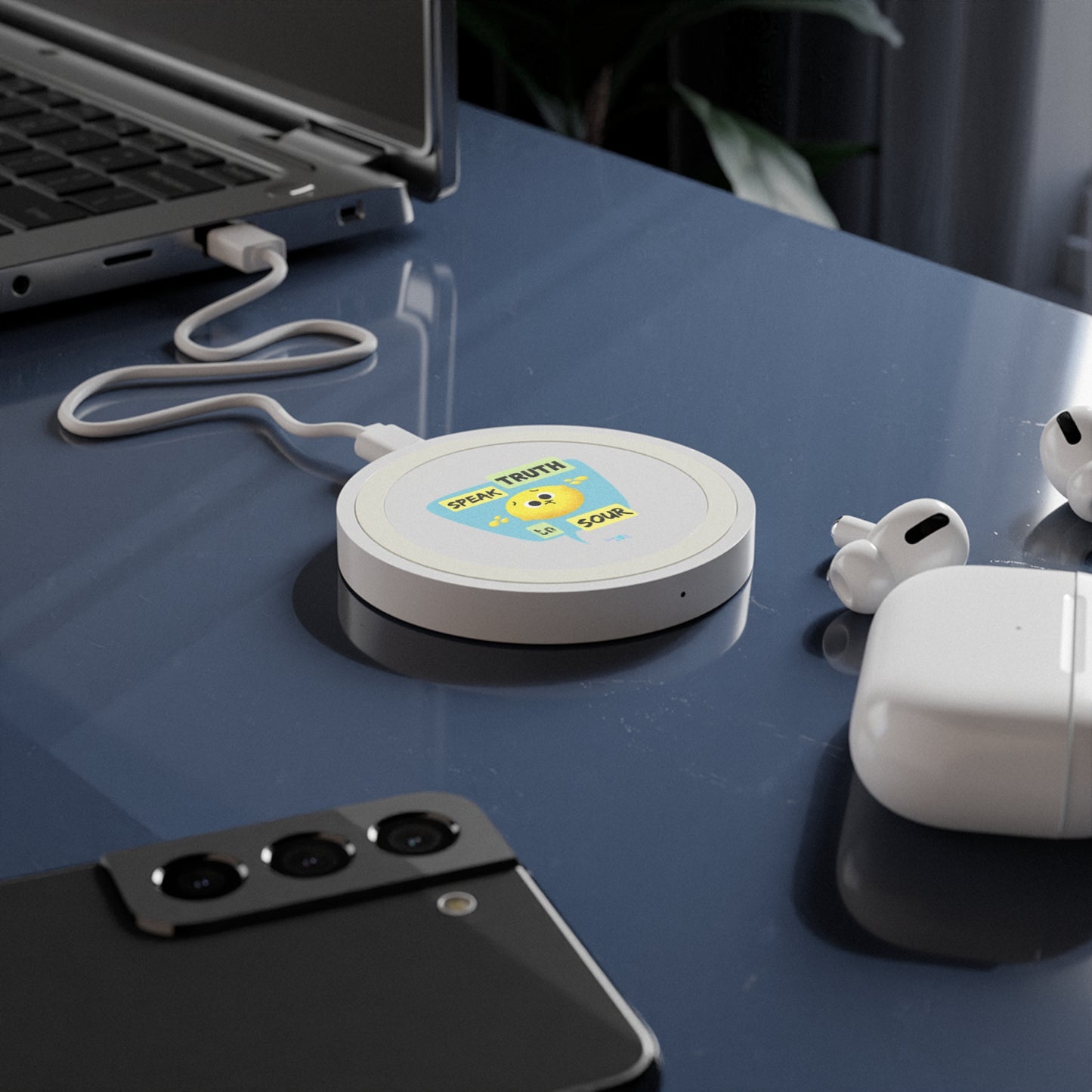 Cute Lemon Quote Wireless Charging Pad, Funny Desk Accessories, Unique Gift for Friends, Home Office Decor, Bundle With Air Pod Case