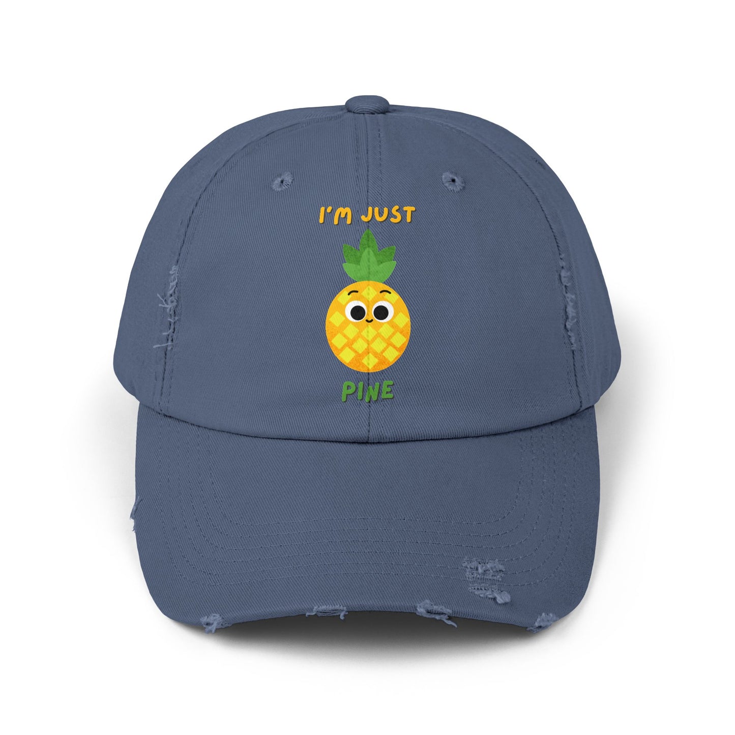 Cute Pineapple Distressed Cap, Fun Summer Pun Hats, Unisex Cap, Casual Beachwear, Perfect Gift for Fruit Lovers, Everyday Accessories