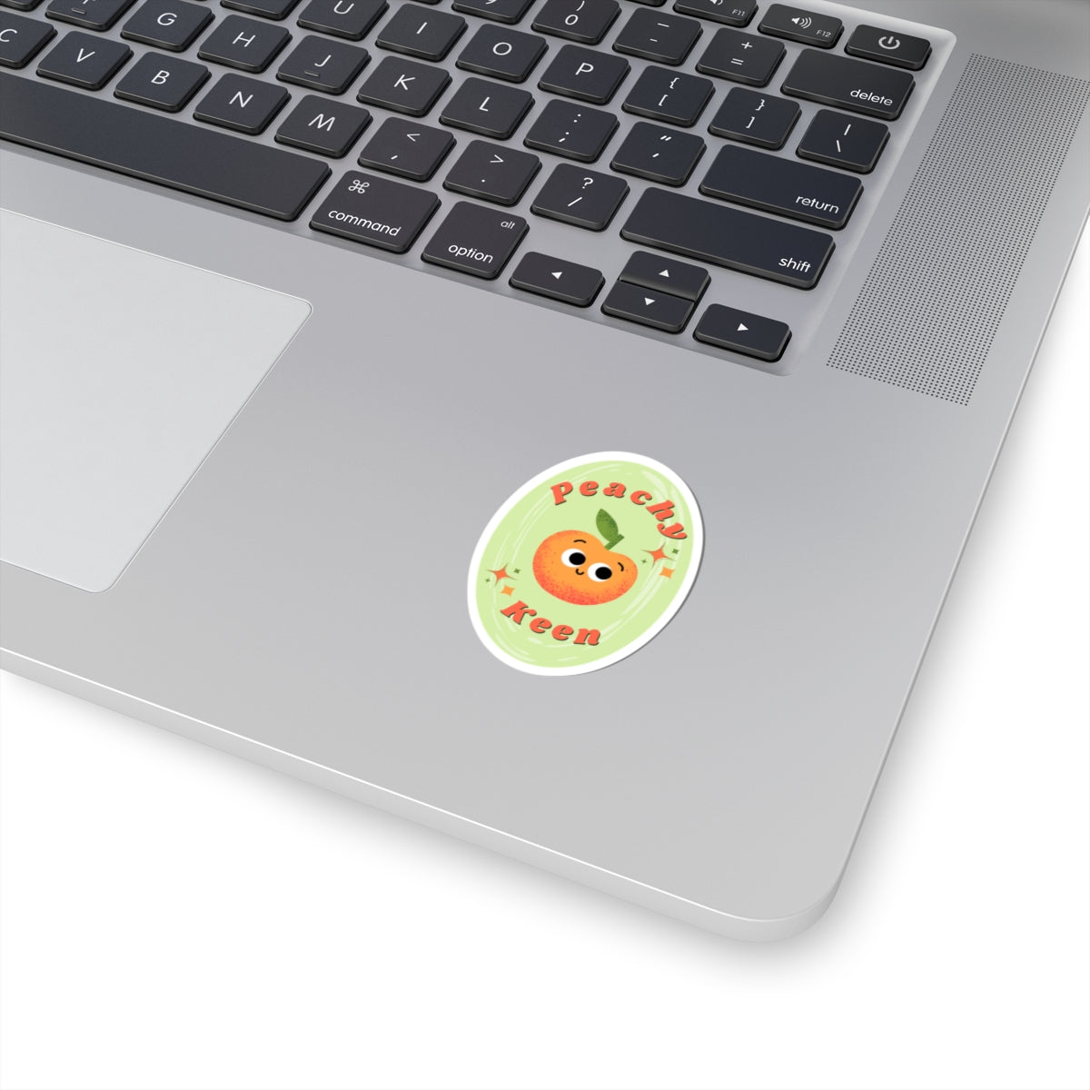 Peachy Keen Kiss-Cut Stickers | Fun Fruit Decor, Cute MacBook Sticker, Peach Aesthetic, Gift for Friends, Planner Decoration