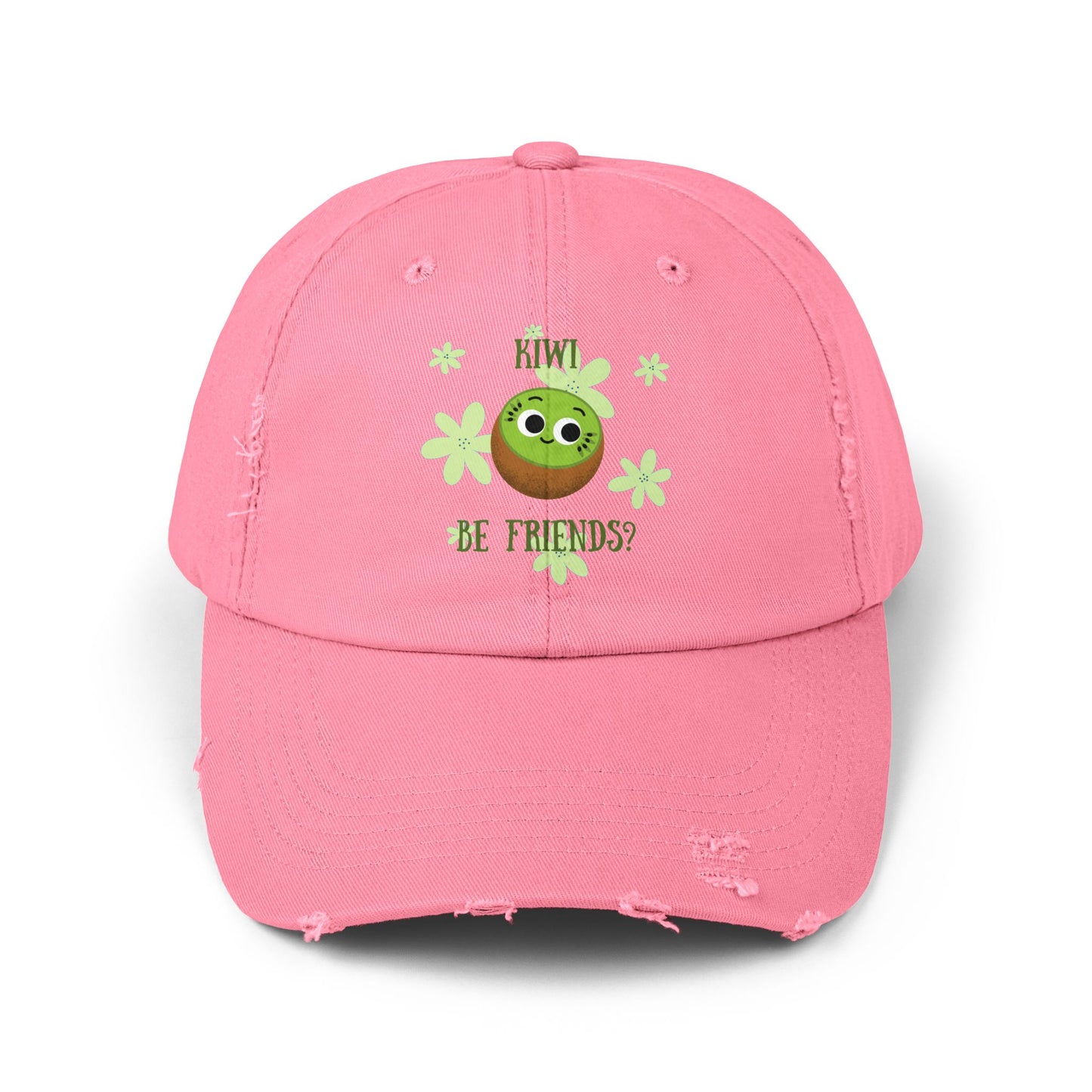 Kiwi Fruit Pun Distressed Cap, Unisex Hat, Fun Casual Cap, Trendy Hats, Holiday Gift for Friends
