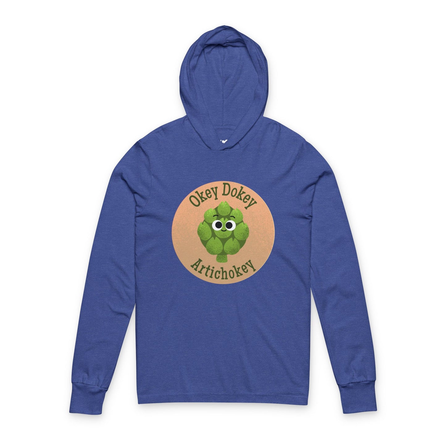 Whimsical Artichoke Hooded Long Sleeve Shirt, Okey Dokey Artichokey Fun Vegetable Apparel, Unique Casual Wear