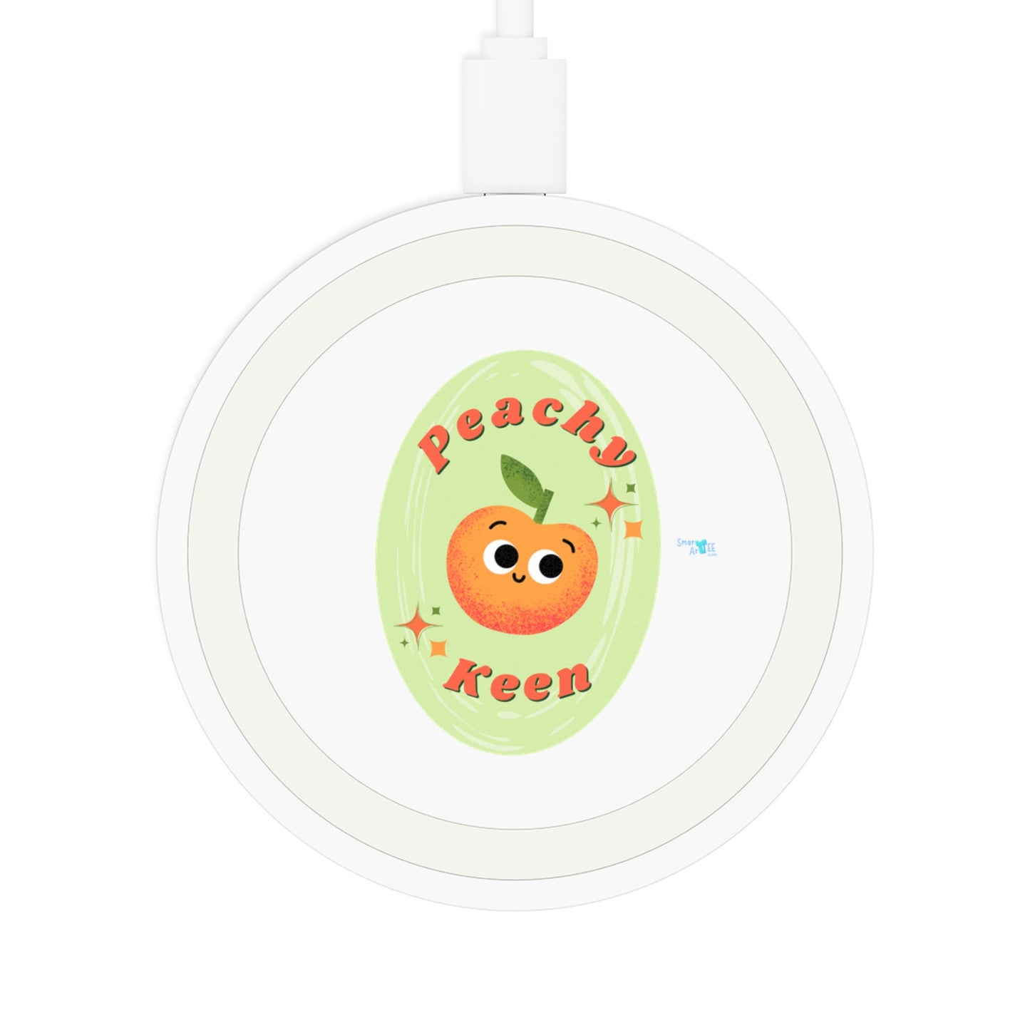 Peachy Keen Wireless Charging Pad | Cute Tech Accessory, Gift for Students, Summer Vibes, Bundle With Air PodCase, Eco-Friendly Charging