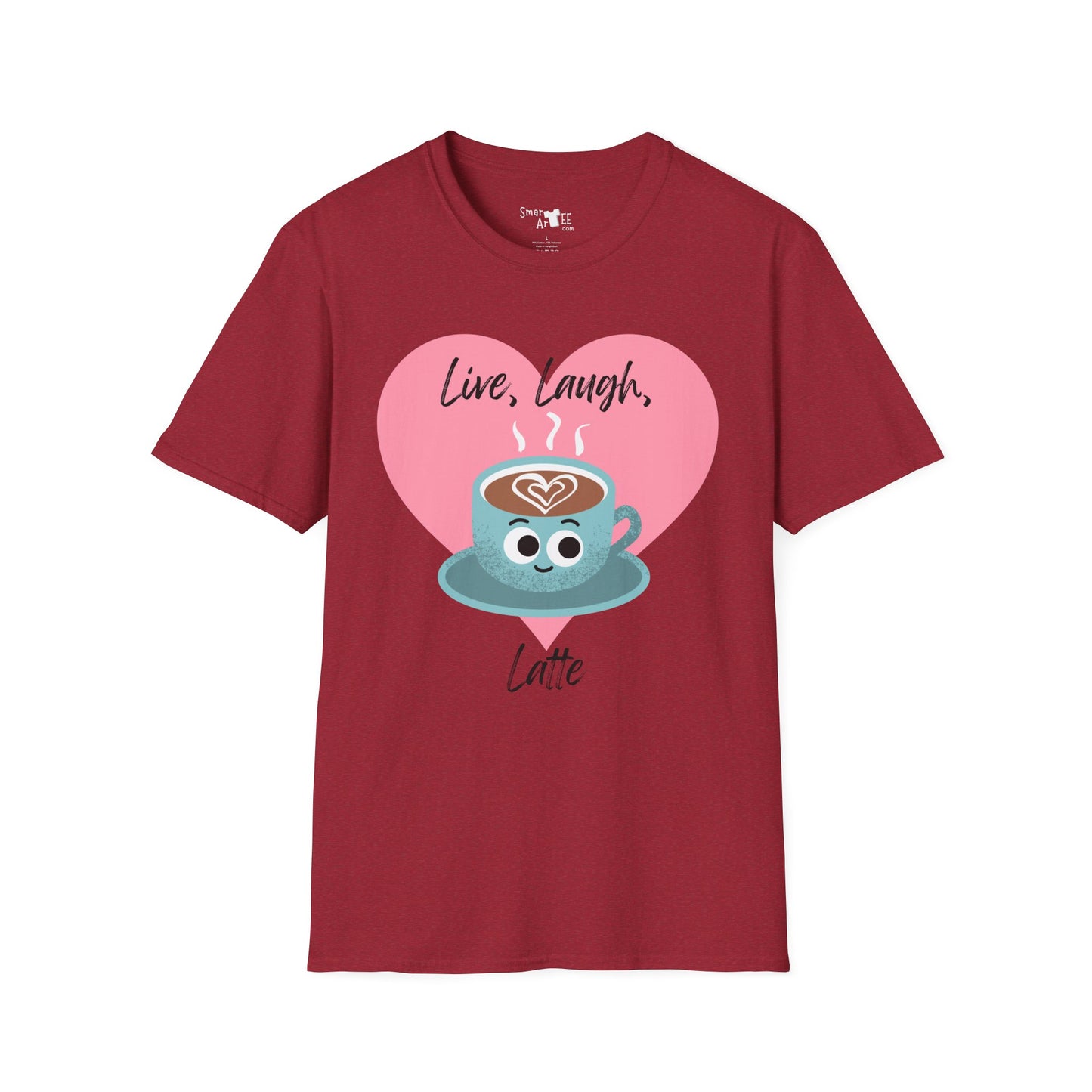Cute Coffee Lover T-Shirt, Funny Gift for Barista, Softstyle Tee for Friends, Gift for Coffee Lovers, Live Laugh Latte Shirt