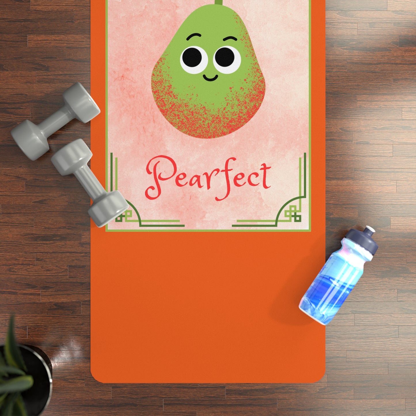 Cute Pear Rubber Yoga Mat - Practically Pearfect, Fitness Mat, Exercise Mat, Yoga Accessories, Gift for Yogis, Home Gym