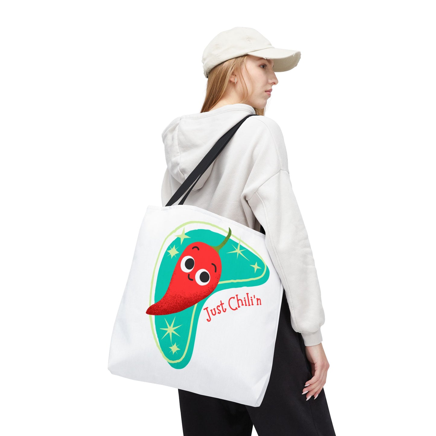 Cute Chili Pepper Tote Bag - Just Chillin', Reusable Grocery Bag, Beach Tote, Gift for Veggie Lovers, Summer Vibes