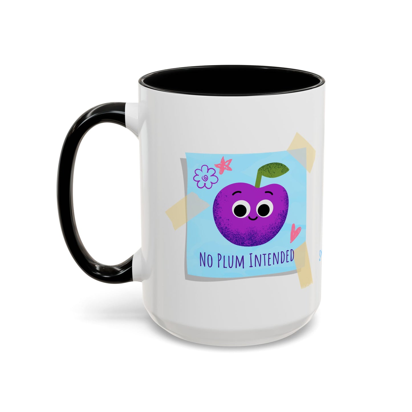 Playful Plum Coffee Mug, Cute Gift for Teachers, Friends, Humor Mug, Fun Kitchen Decor, Unique Cup for Any Occasion