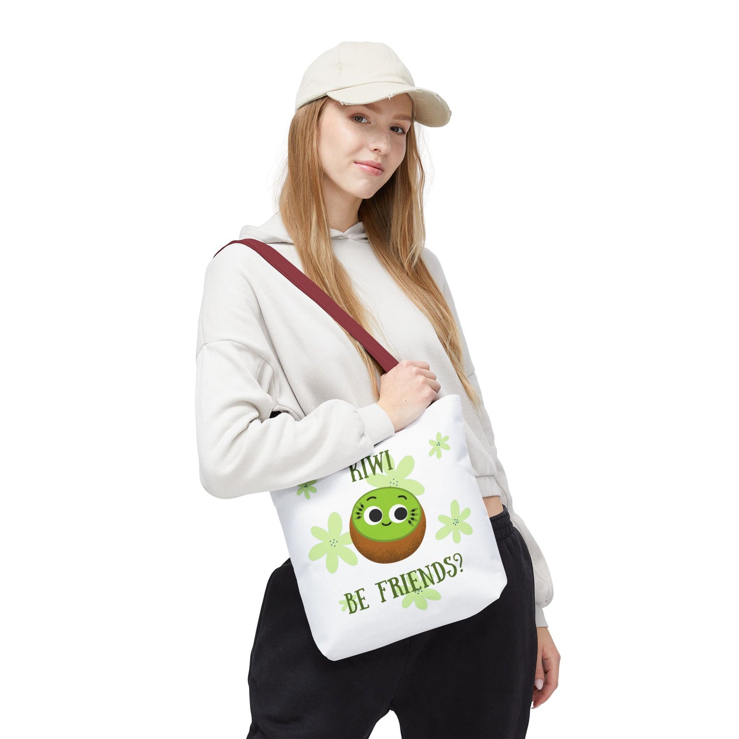 Cute Kiwi Friendship Tote Bag, Eco-Friendly Shopping Bag, Gift for Friends, Cute Grocery Bag, Colorful Beach Bag