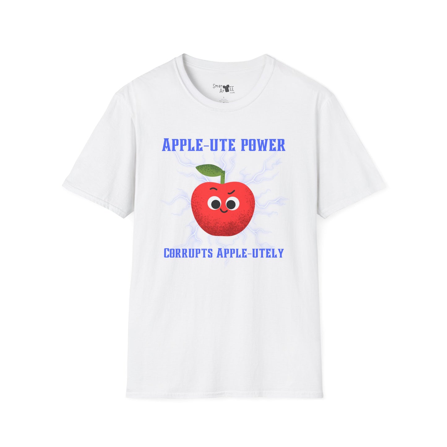 Cute Cartoon T-Shirt - 'Apple-Ute Power' Design, Fun Gift for Fruit Lovers, Casual Wear, Back to School, Gift for Teachers