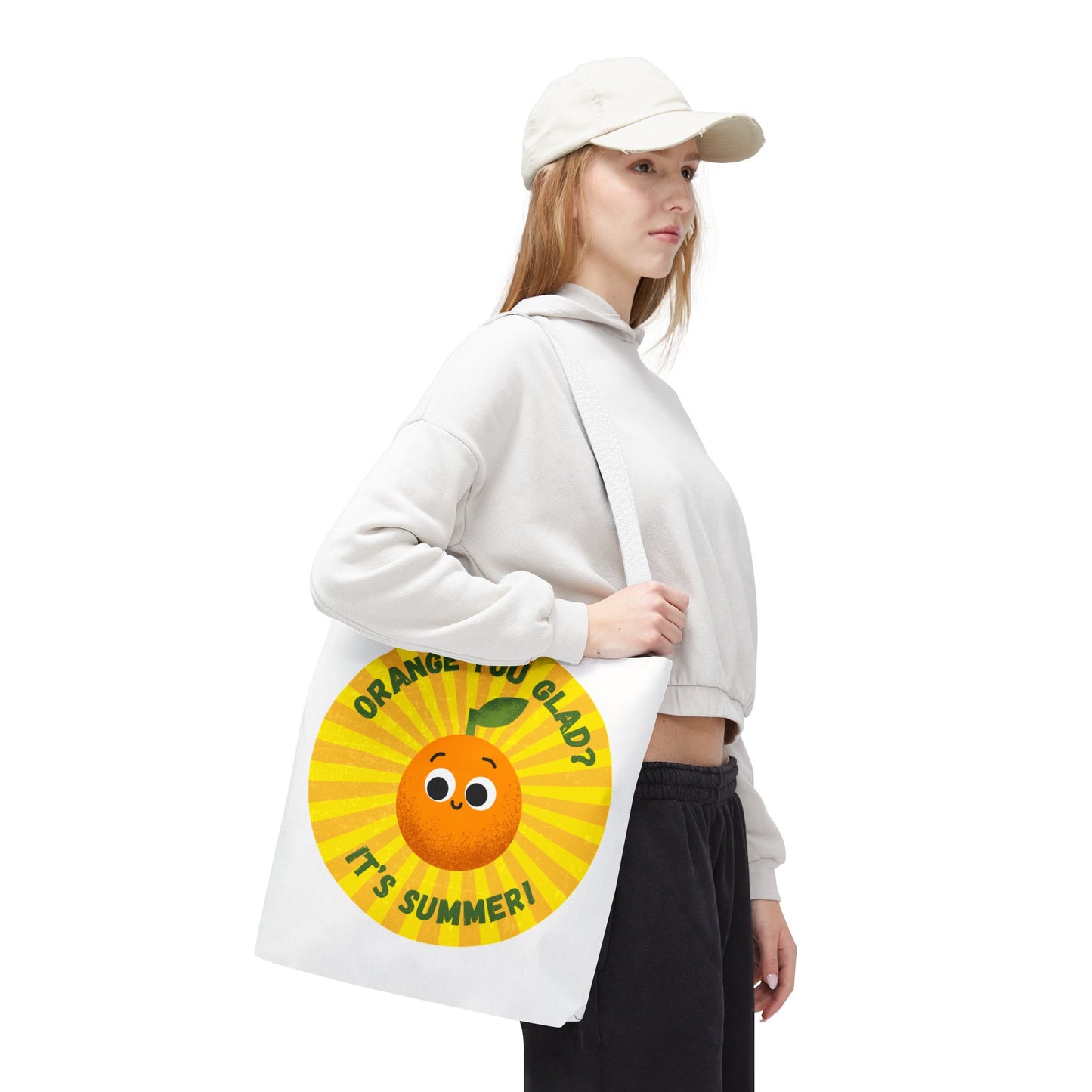 Summer Vibe Tote Bag with Cute Orange Design, Beach Bag, Gift for Friends, Eco-Friendly Shopping, Fun Accessory for Summer