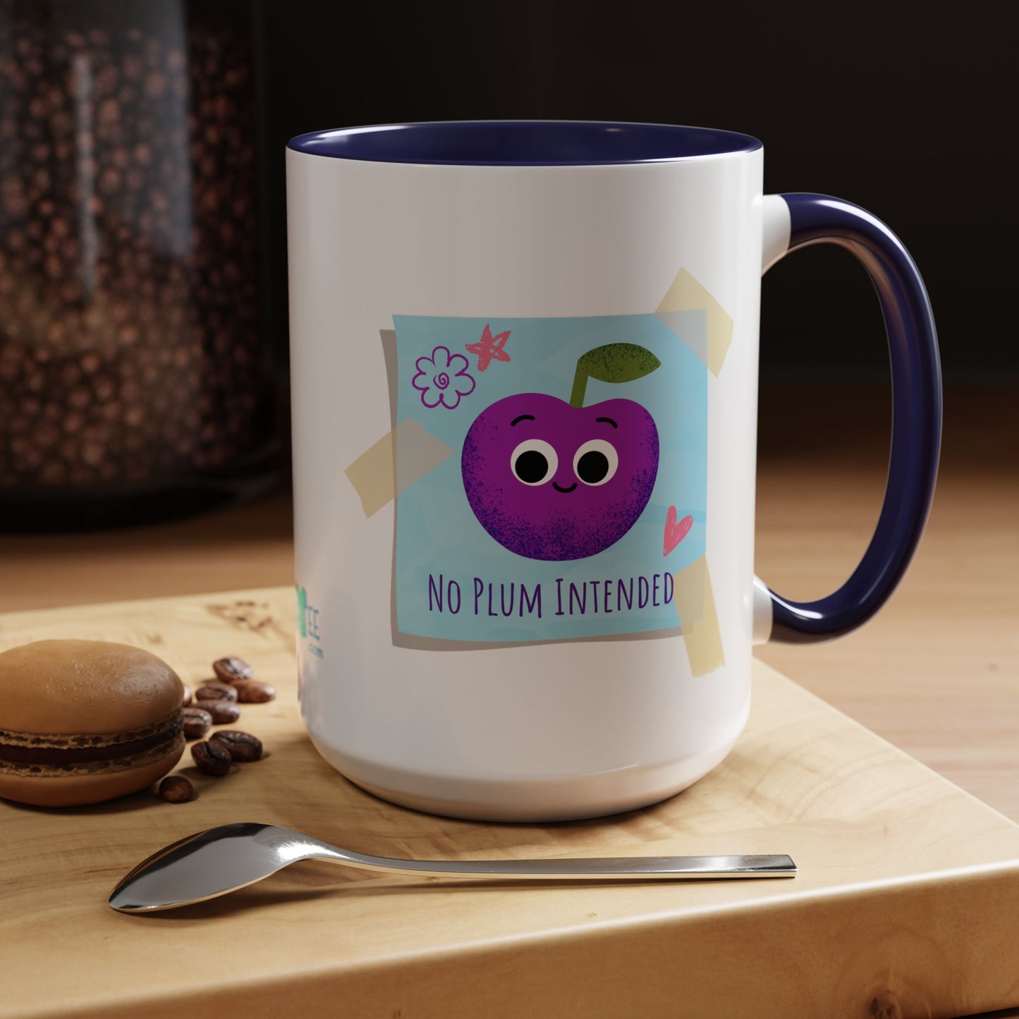 Playful Plum Coffee Mug, Cute Gift for Teachers, Friends, Humor Mug, Fun Kitchen Decor, Unique Cup for Any Occasion