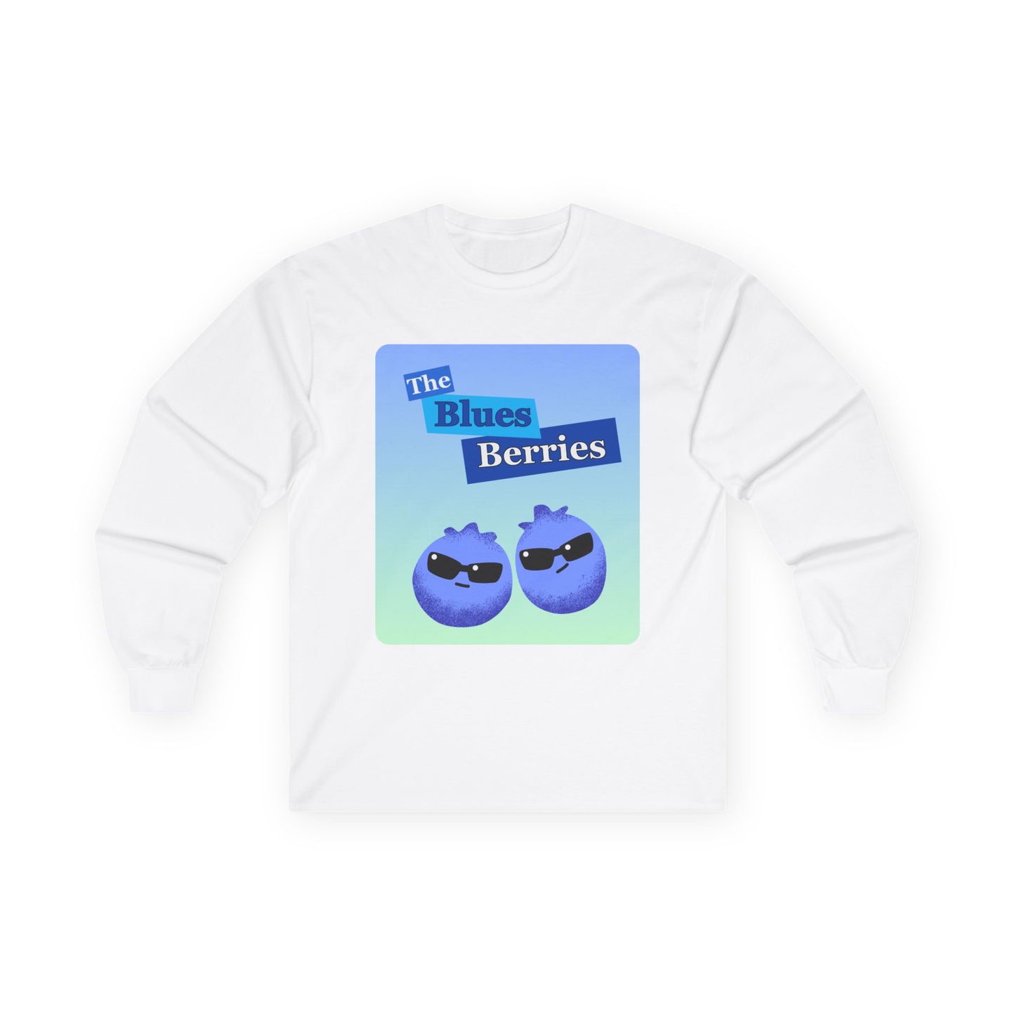 Cool Blueberry Graphic Long Sleeve Tees, Blues Brothers Pun Tee, Casual Wear, Gift for Fruit Lovers, Summer Style