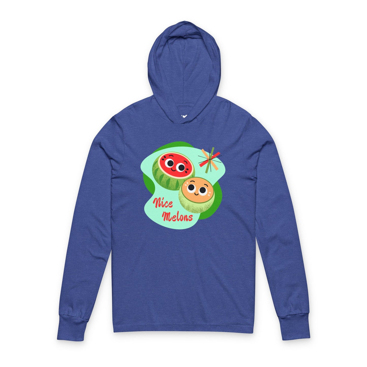 Cute Melon Design Unisex Hooded Long Sleeve Shirt - Fun Melon Graphic for Summer Vibes, Casual Wear, Beach Days, Nice Melons, Gift Ideas