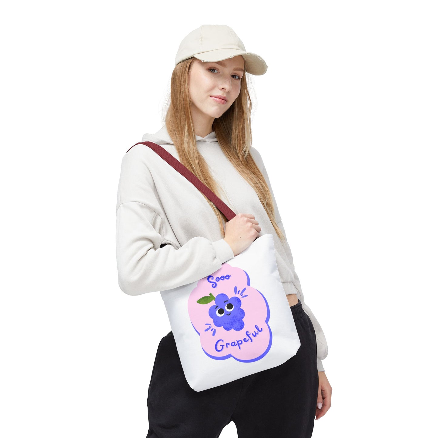Cute Grape Tote Bag, Sooo Grapeful Shopping Bag, Eco-Friendly Grocery Tote, Fun Fruit Gift, Summer Beach Bag