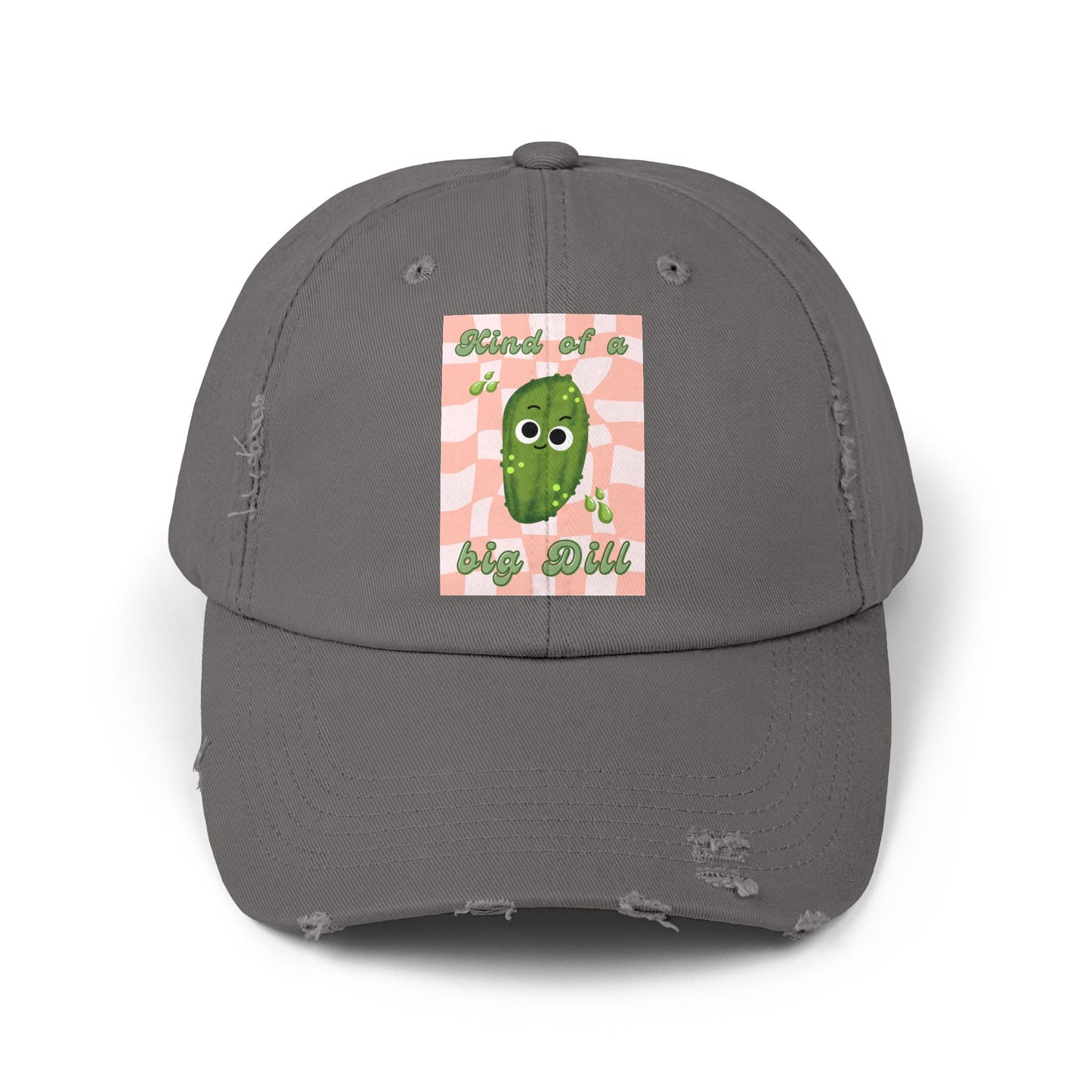 Playful Distressed Cap with Cute Pickle Design - Perfect Gift, Casual Wear, Unisex Cap, Fun Accessories, Trendy Hats