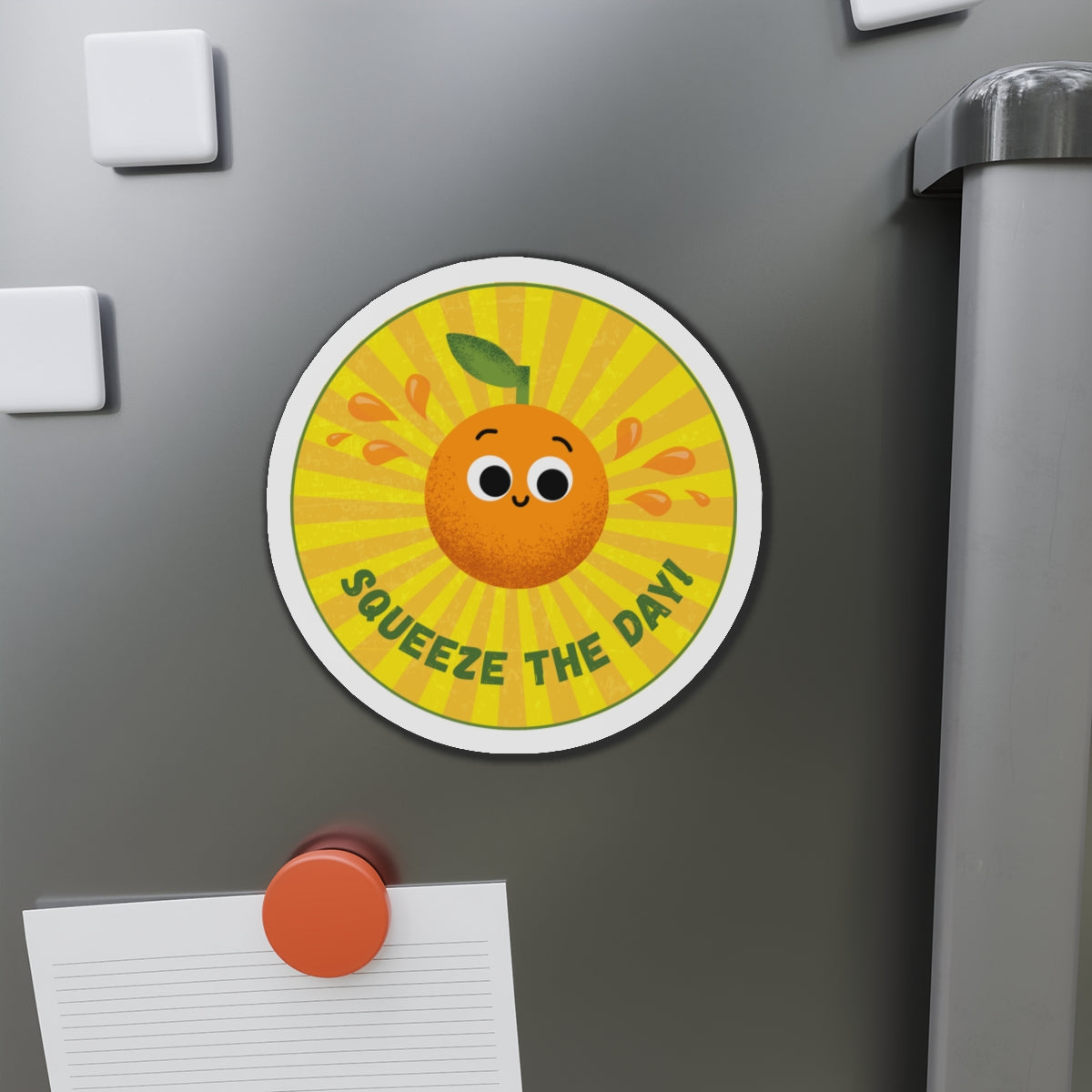 Cheerful Die-Cut Magnets - Squeeze the Day! Fun Kitchen Decor, Gifts for Citrus Lovers, Motivation Tiles, Cute Refrigerator Art