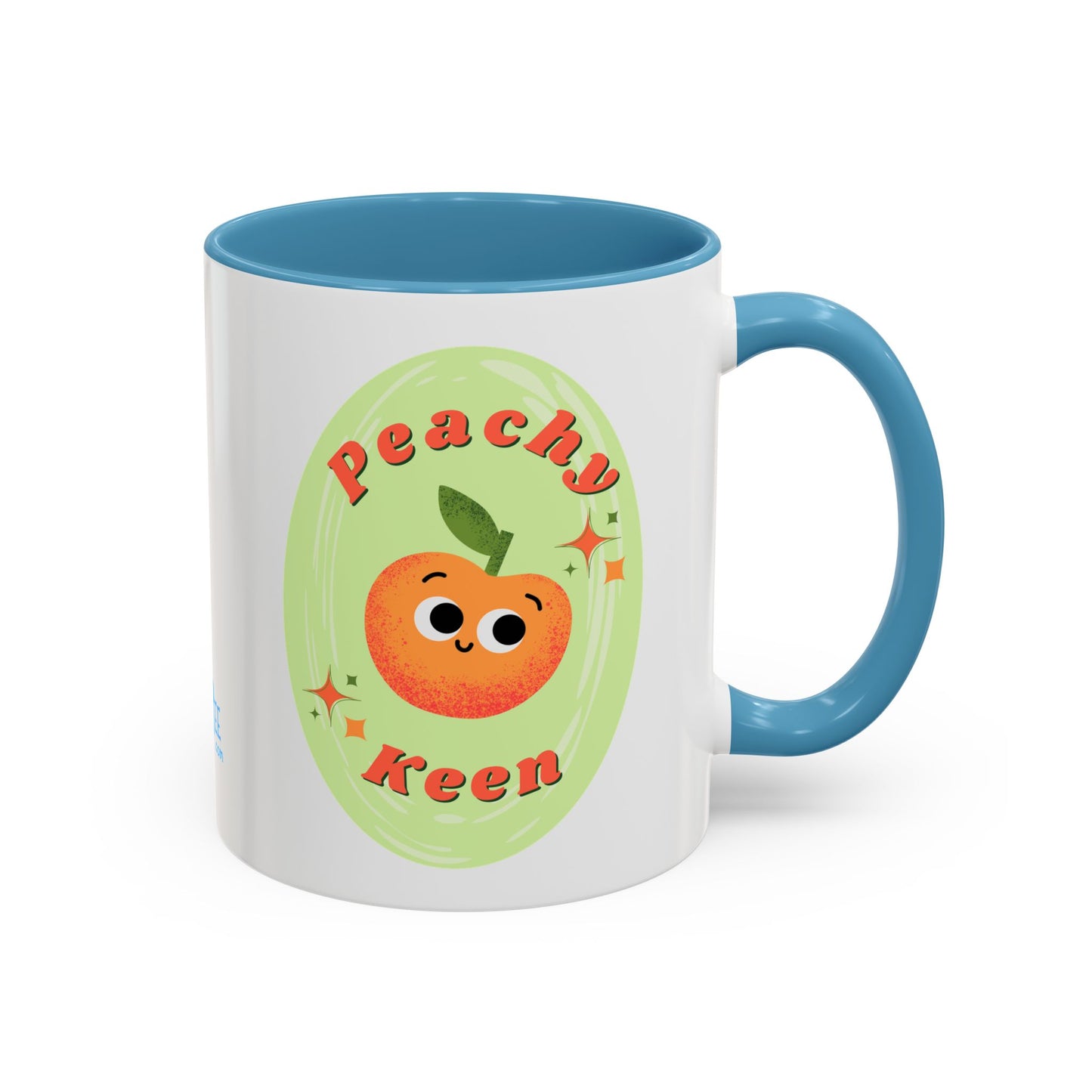 Peachy Keen Accent Coffee Mug - Fun Drinkware for Coffee Lovers, Gifts for Friends, Cute Kitchen Decor, Fruit-themed Mug, Unique Ceramics