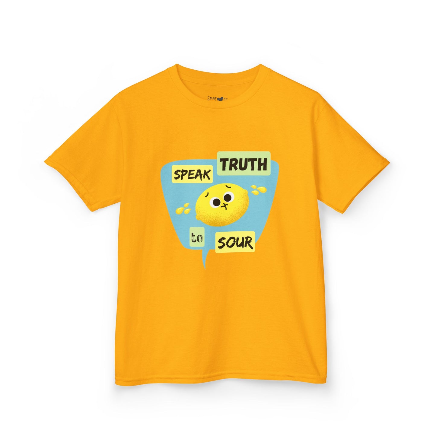 Kids Motivational Shirt, 'Speak Truth To Sour' Funny Pun Cotton Tee, Perfect for School, Gifts, Summer Wear, Positive Vibes