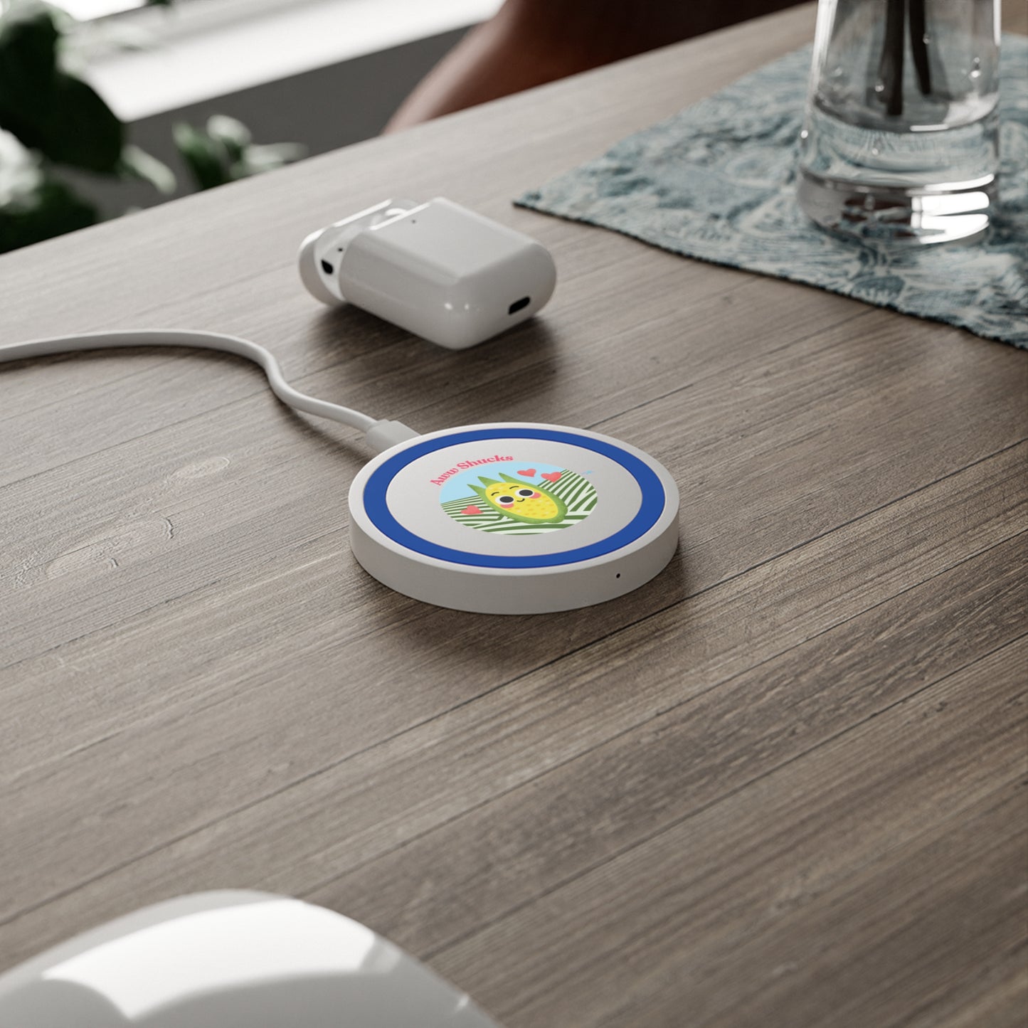 Cute Quake Wireless Charging Pad, Aww Shucks, Bundle With Air Pod Case, Gifts for Tech Lovers, Fun Desk Accessories, Unique Holiday Gift