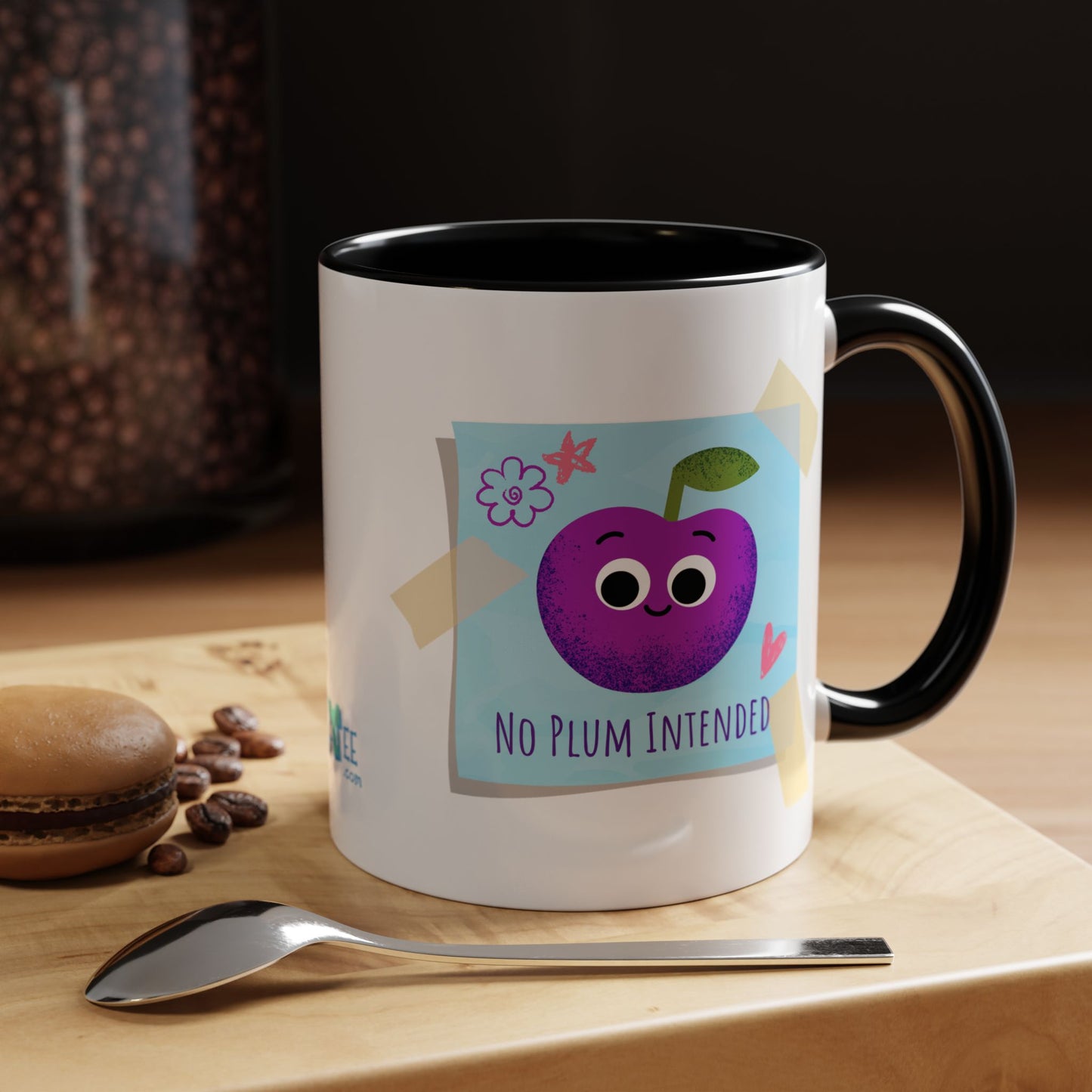Playful Plum Coffee Mug, Cute Gift for Teachers, Friends, Humor Mug, Fun Kitchen Decor, Unique Cup for Any Occasion