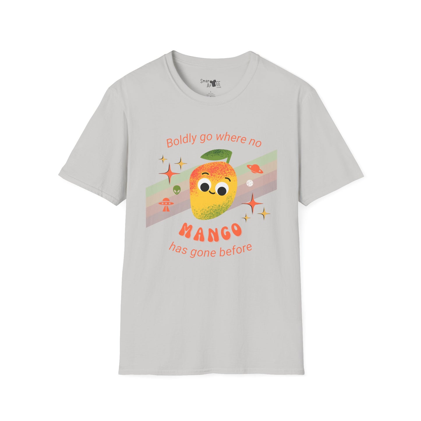 Boldly Go Mango Unisex T-Shirt, Cute Fruit Shirt, Casual Wear, Gift for Fruit Lovers, Quirky Fun Tee, Summer Vibes