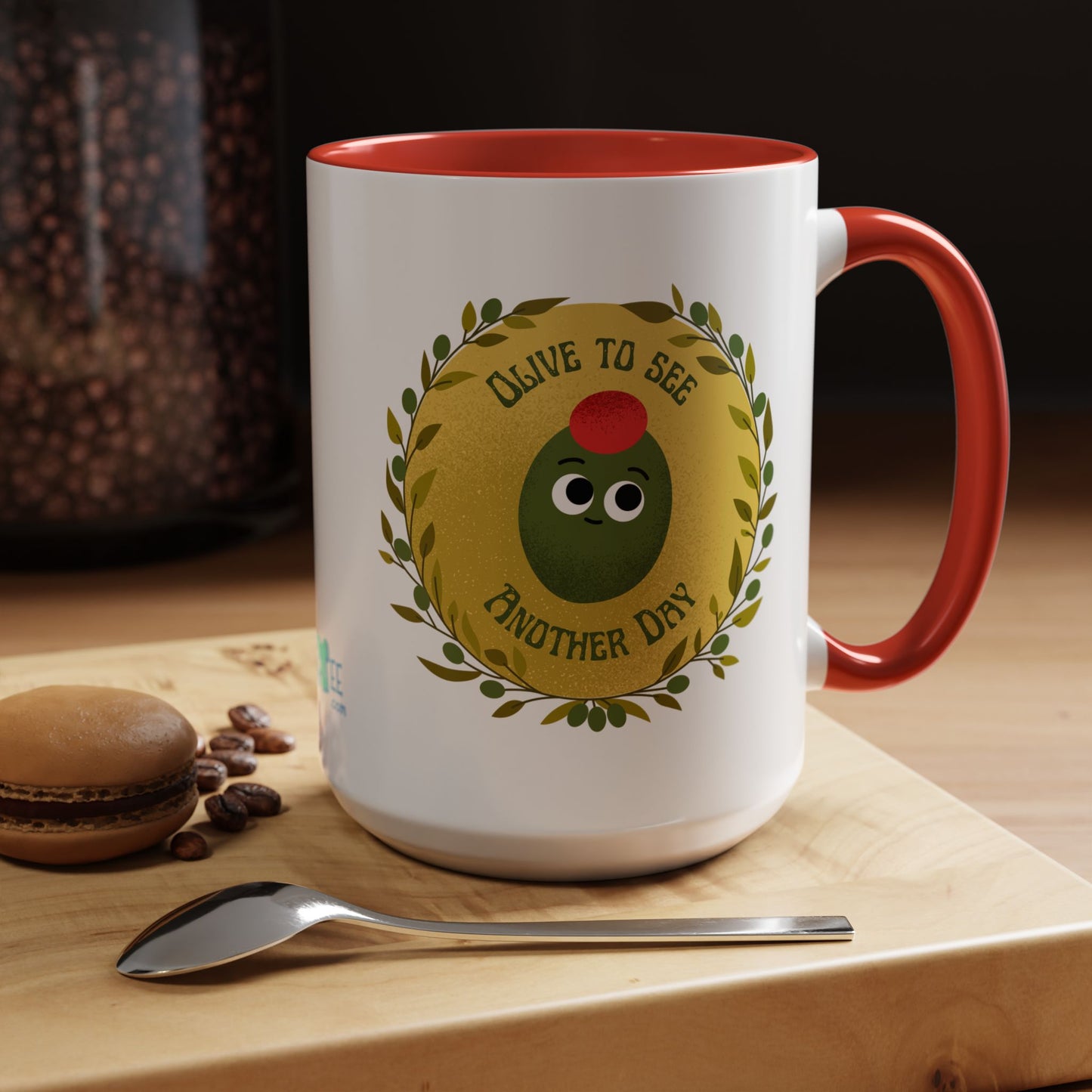 Cheerful Olive Coffee Mug, Gift for Food Lovers, Funny Kitchen Decor, Cute Office Mug, Coffee Lover's Gift, Celebrate Every Day