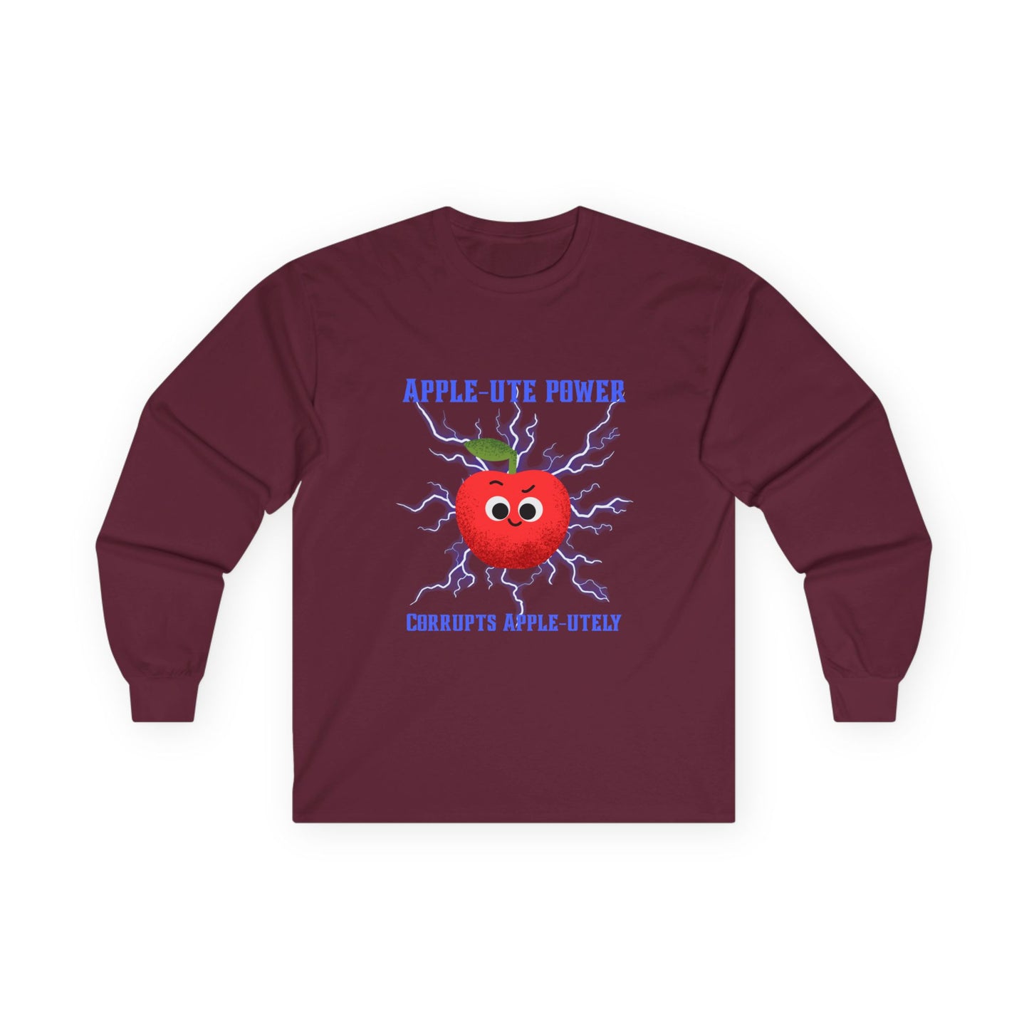 Apple-lute Power Pun Long Sleeve Tees, Cute Graphic Tee, Great Gift for All Ages, Funny Tee for Kids & Adults, Fall Fashion