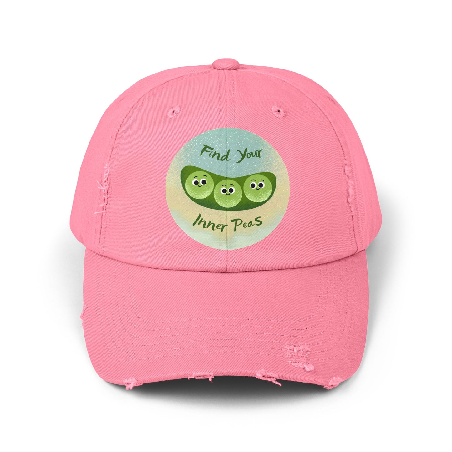 Find Your Inner Peas Distressed Cap, Unisex Baseball Hats, Funny Cap for Garden Lovers, Gift for Veggie Enthusiasts, Casual Everyday Wear