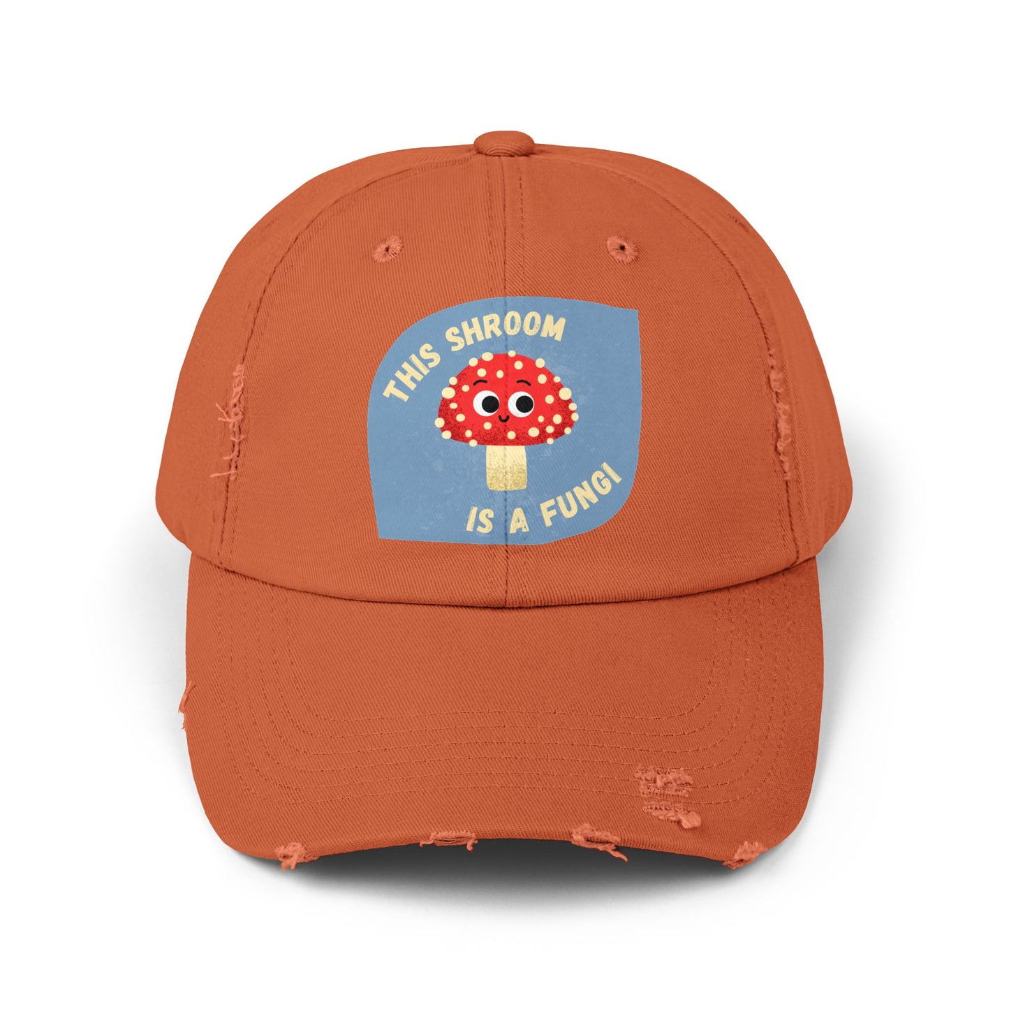 Whimsical Unisex Distressed Cap, Fun Hats for Fungi Lovers, Playful Accessories, Gift for Nature Enthusiasts, Trendy Casual Wear