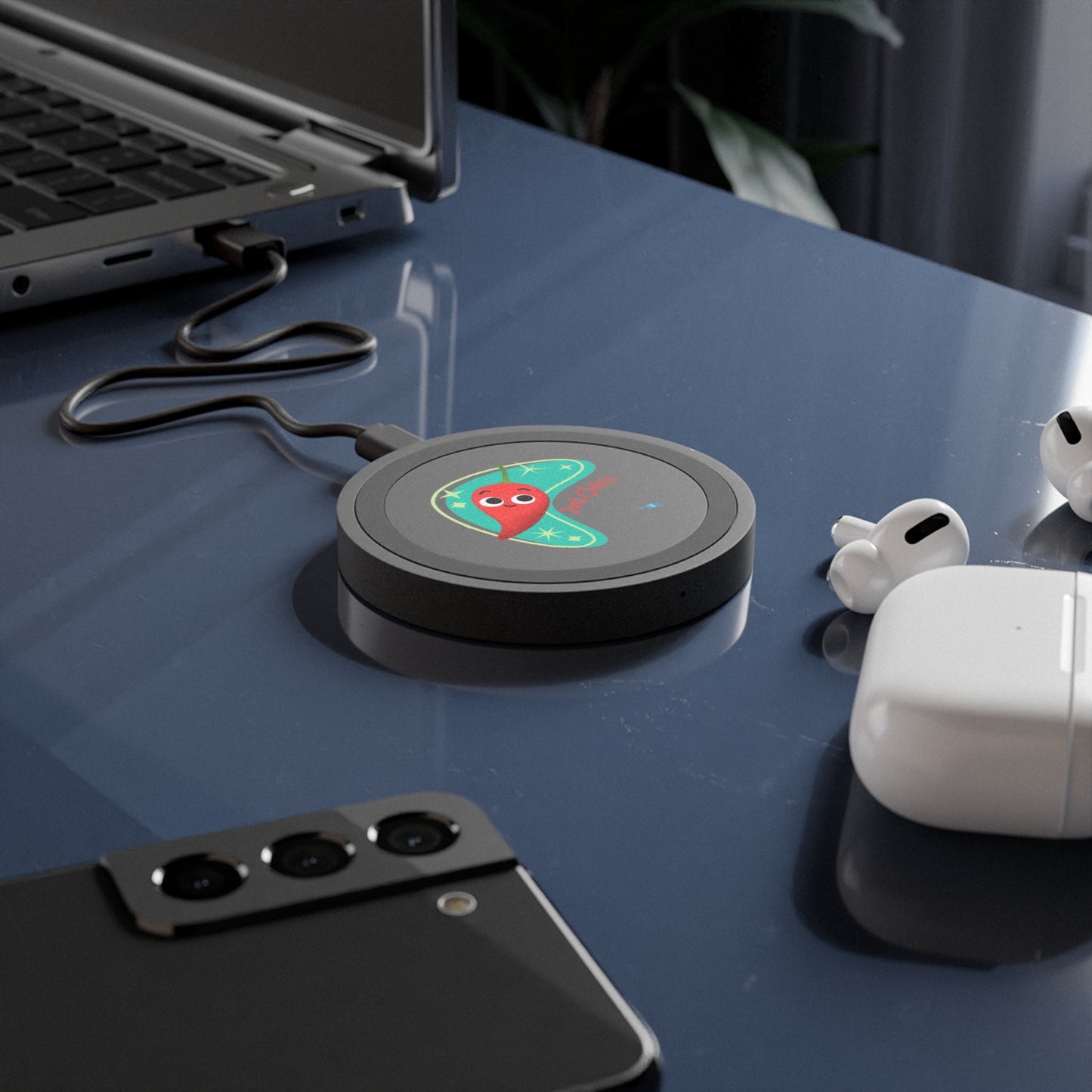 Just Chilin' Wireless Charging Pad, Whimsical Charger for Home Office, Cute Tech Gift, Bundle With Air Pod Case, Fun Gift Idea