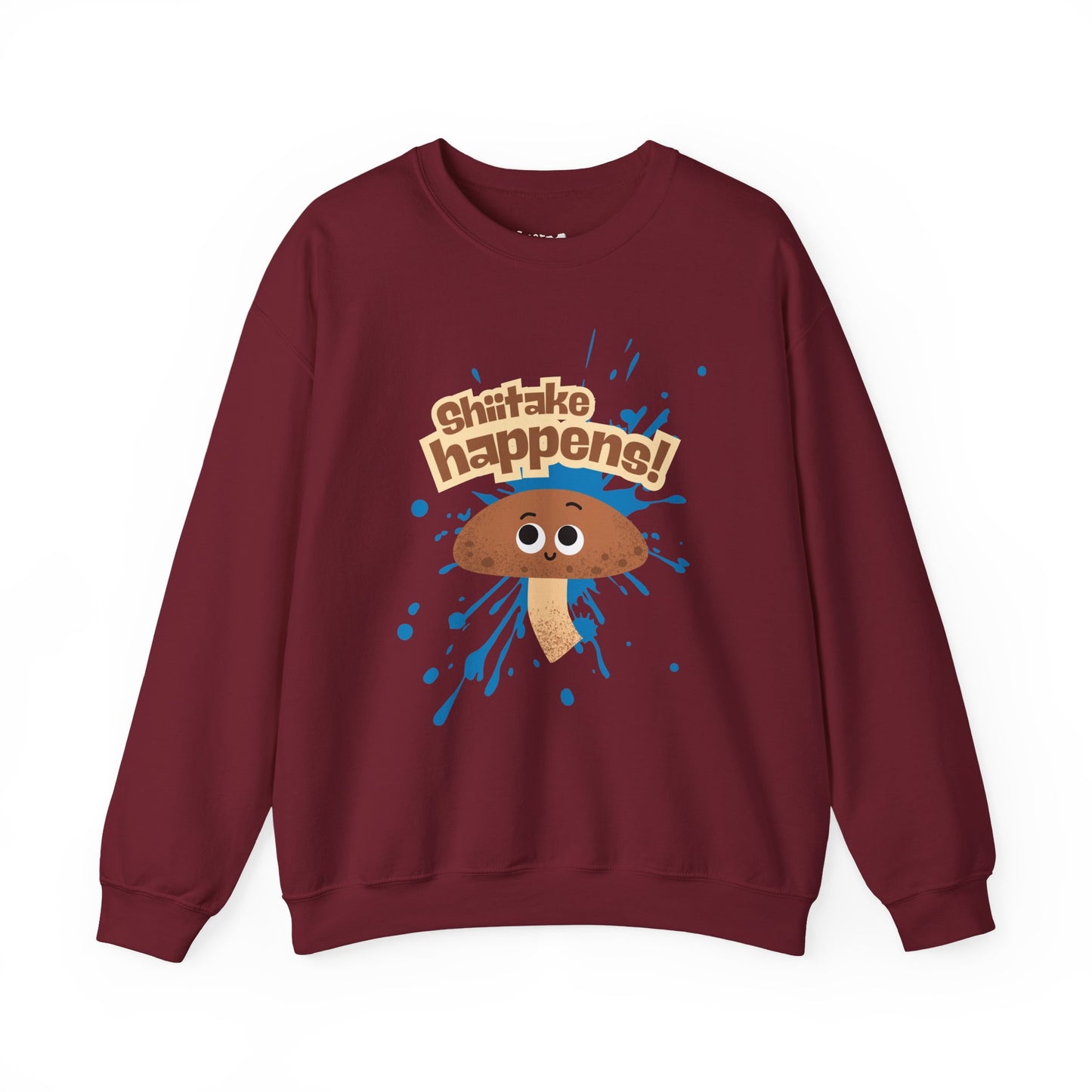 Shiitake Happens Crewneck Sweatshirt, Whimsical Fall Fashion, Unisex Styling, Great Gift Idea