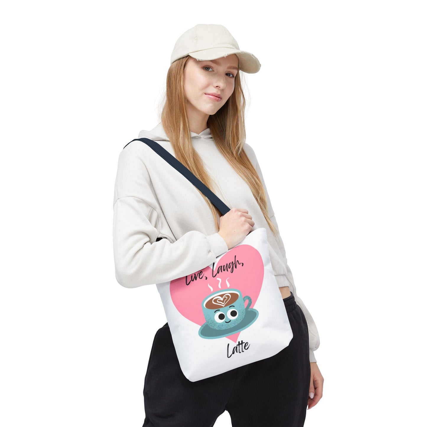 Cute Coffee Tote Bag - Live, Laugh, Latte - Perfect Gift for Coffee Lovers, Casual Carryall, Eco-Friendly, Everyday Use