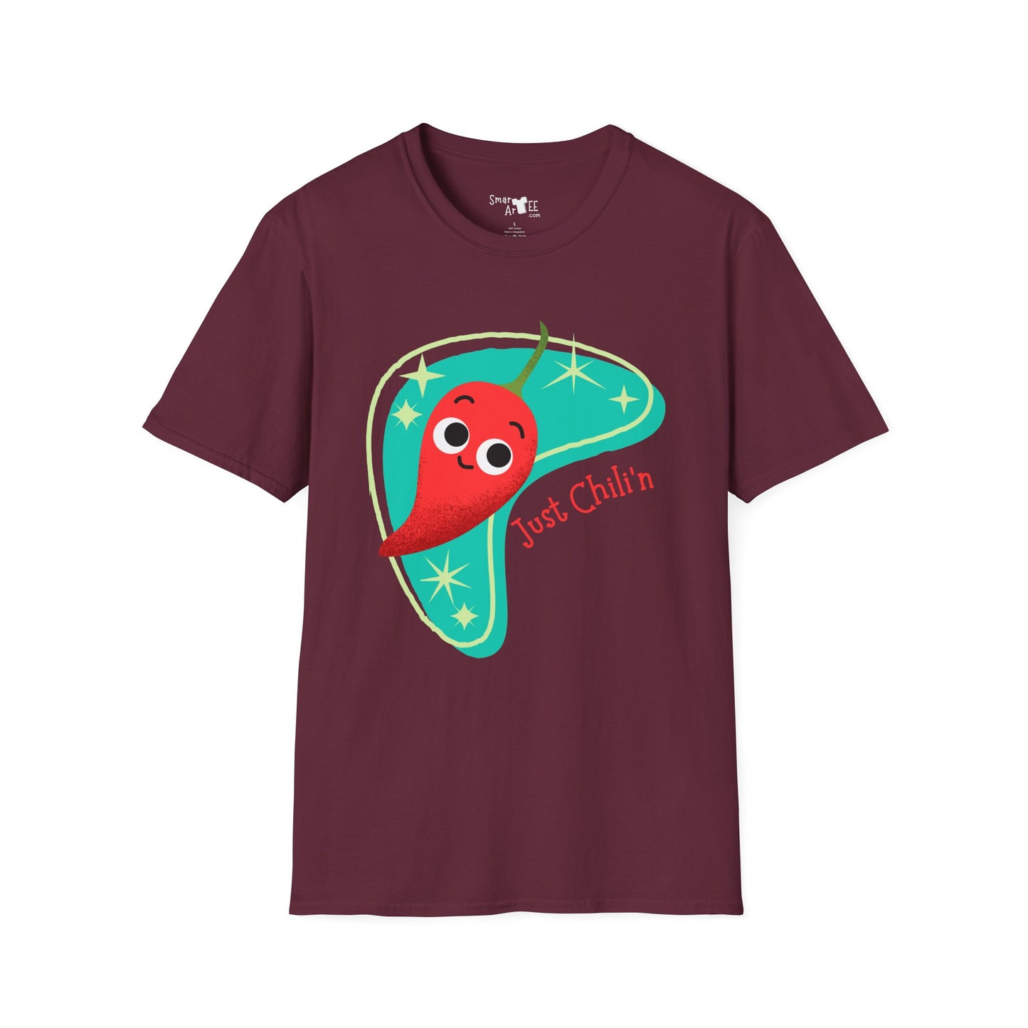 Funny 'Just Chili'n'' Unisex Softstyle T-Shirt - Perfect for Casual Wear & Summer Vibes, Funny Vegetable Pun T-Shirt, Great Gift Idea